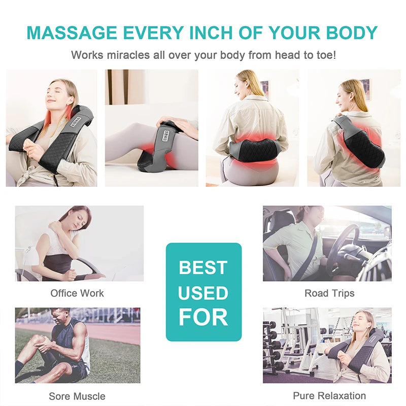 Medcursor Electric Neck And Back Massager Neck And Shoulder Kneading Massage Pillow Cervical Back Massage Shawl