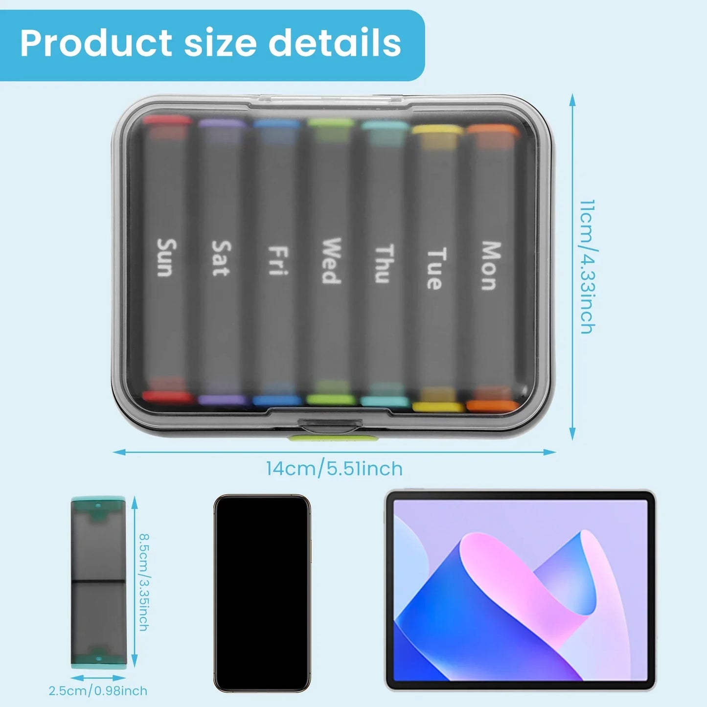 Hign-concerned Weekly 7 Day Pill Organizer With 14 Slots