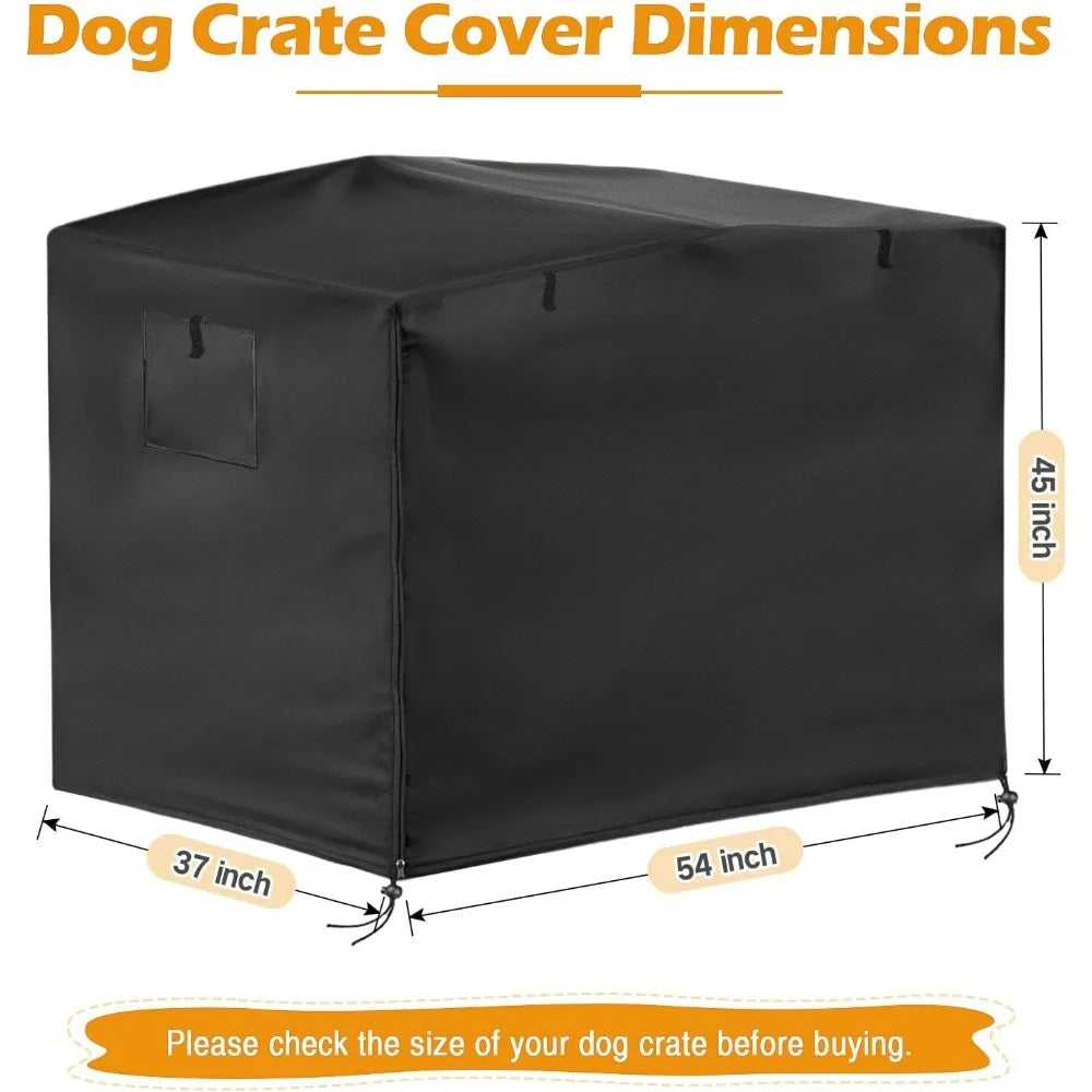 Dog Crate Cover 54 Inch Heavy Duty 420D Pet Kennel Cover Sunshade Universal Fit for Wire Dog Cages Black