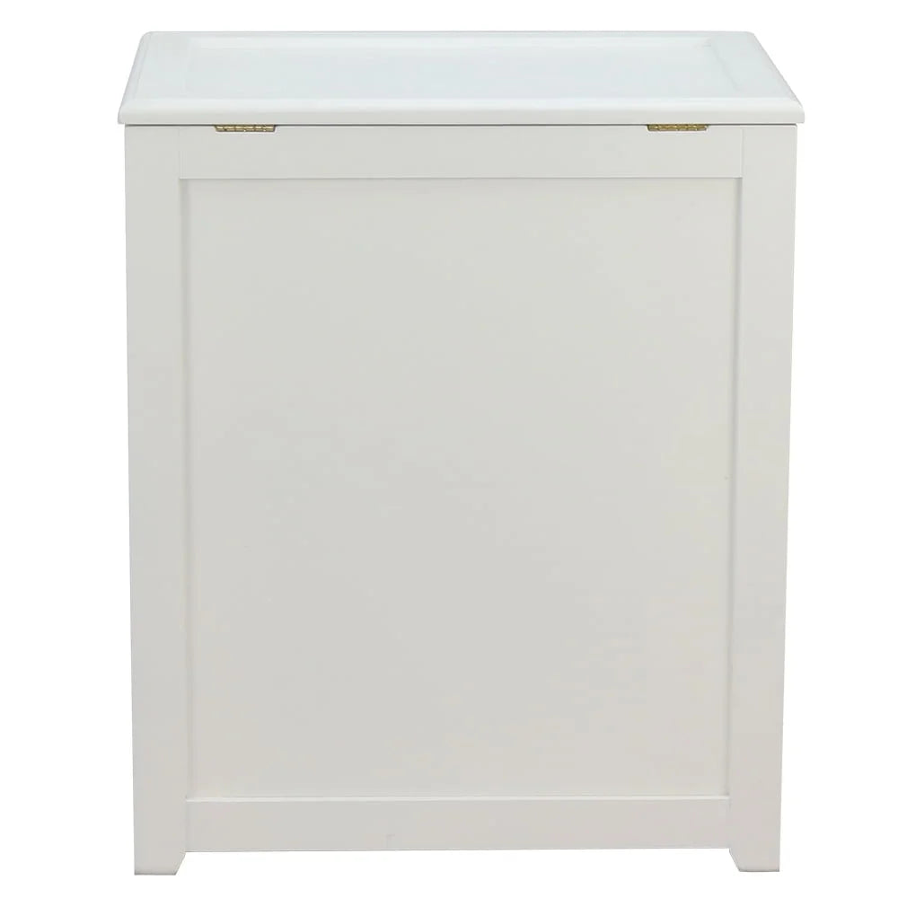 Storage Laundry Hamper MDF Wood with Hinged Lid Hand Grips Raised Bottom Rubber Bumpers Organizes Toys and Linens