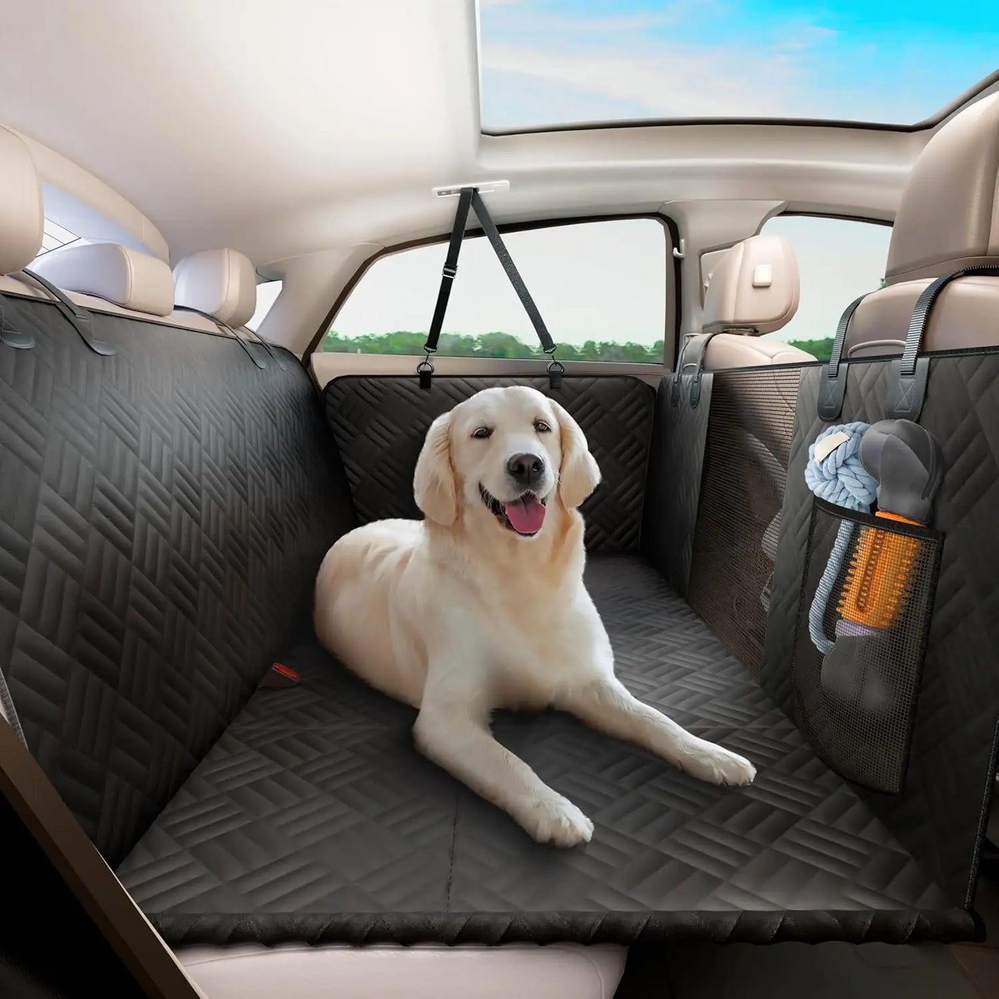 Car Rear Seat Dog Cover Extender 400 Pound 600D Hammock