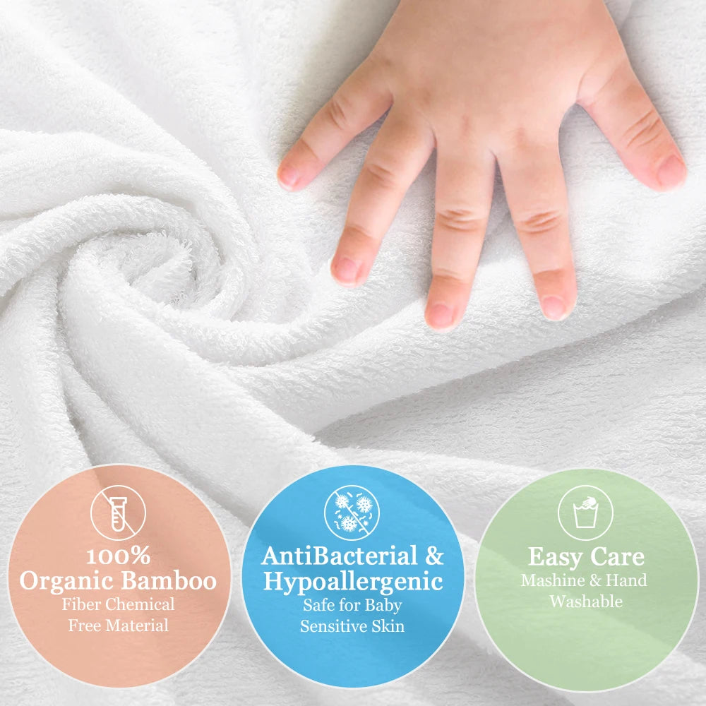Kisdream Baby Hooded Towel Organic Bamboo Fiber Soft Bath Towels with Bear Embroidery for Toddlers