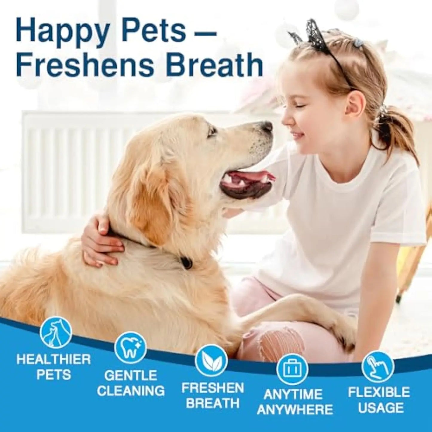 Yegbong Dog Tooth and Ear Cleaning Wipes Pet Dental Care Finger Wipes for Dogs and Cats Reduces Plaque and Freshens Breath 50 Pieces