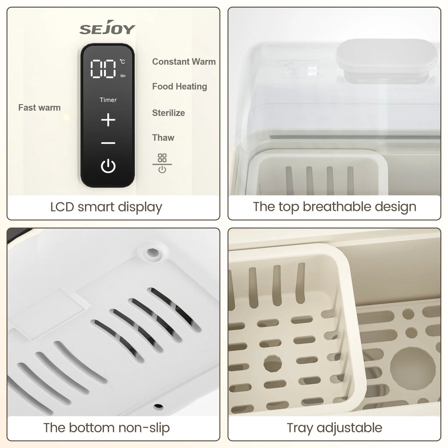 Sejoy Bottle Warmer For Baby 6-in-1 Fast Baby Milk Warmer With LCD Display Double Bottle Warmer Steam Sterilizer 24 Hour Temperature Control