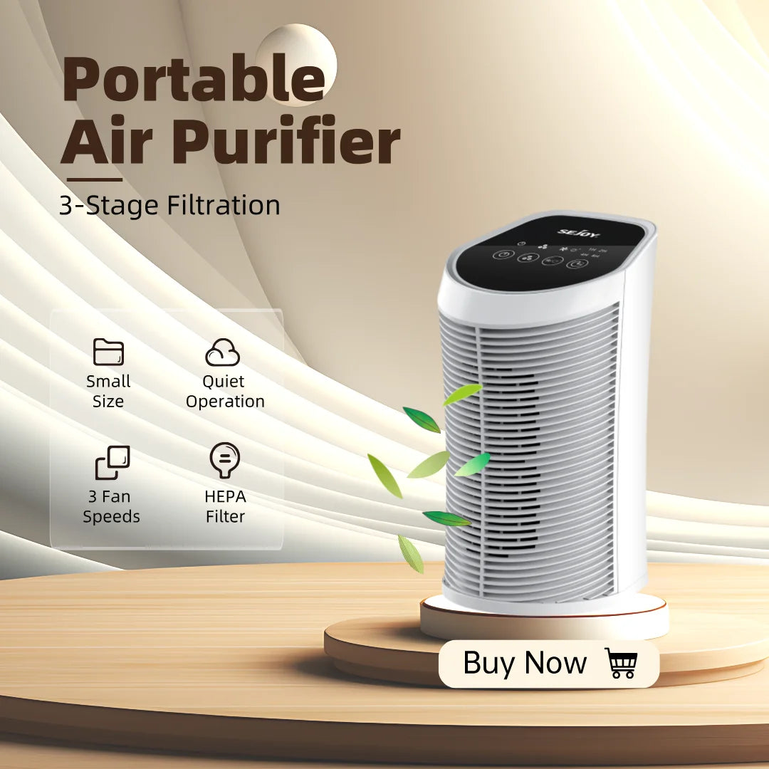 Sejoy Air Purifier For Bedroom Small Portable Air Cleaner For Smoke Pollen Dander Hair Odor With Sleep Mode