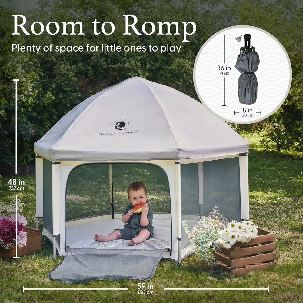 Indoor Outdoor Baby Playpen Foldable Tent With Canopy
