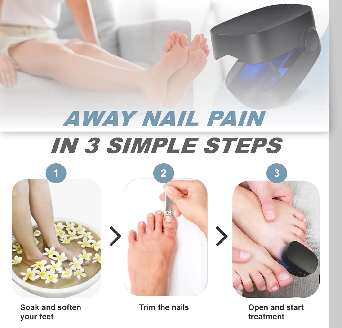 Nail Fungus Cleaning Light Device for Onychomycosis USB Charging 905nm Infrared Light 470nm Blue Light Nail Salon Laser