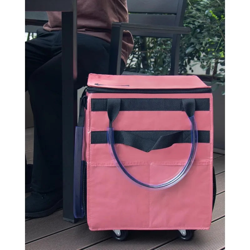 Aplus Reusable Grocery On Wheels Tote With 8 Pockets