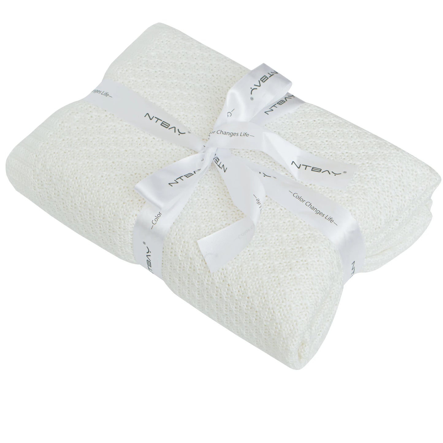 Ntbay Natural Bamboo Cable Knit Toddler Blanket Soft Cooling Touch Baby Blanket