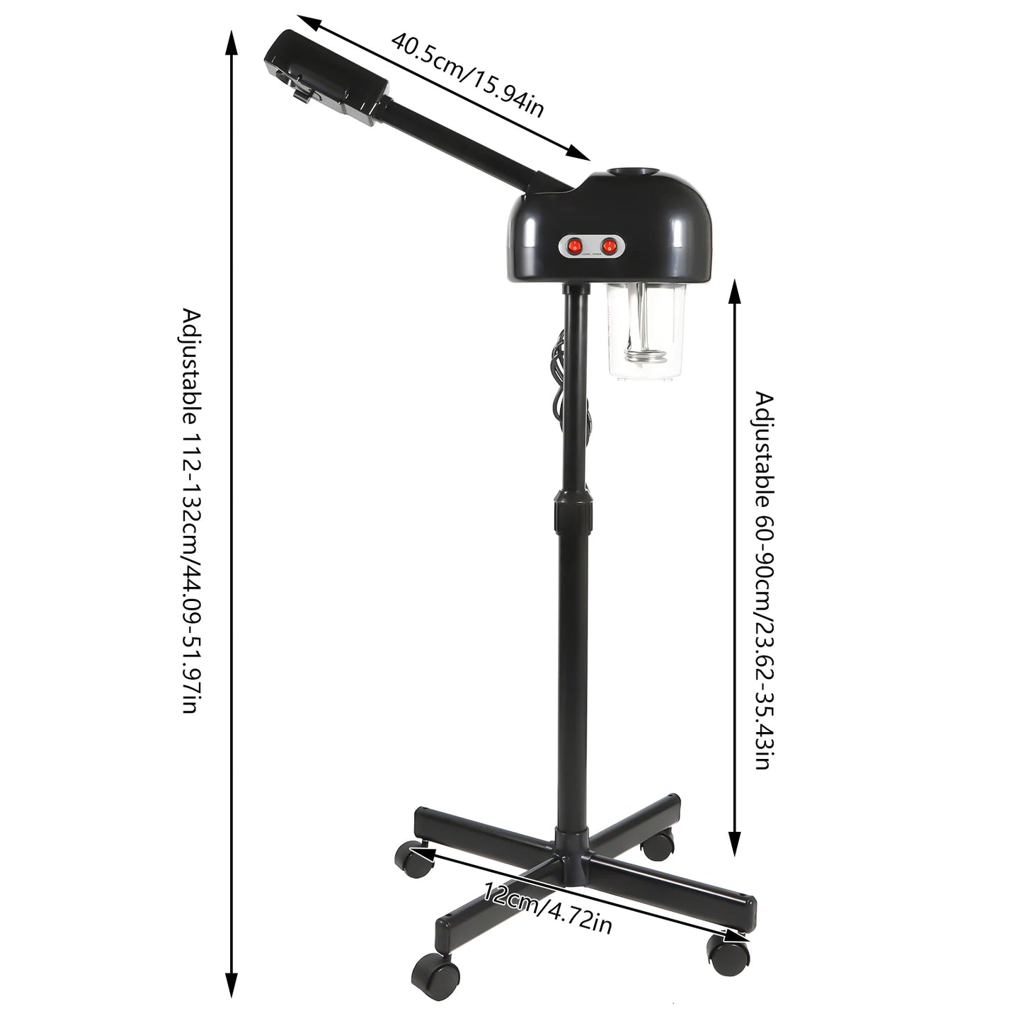 750ml Ozone Facial Steamer Height Adjustable 360 Degree Rotatable Movable Skin Care Equipment for Salon Beauty Spa White Black