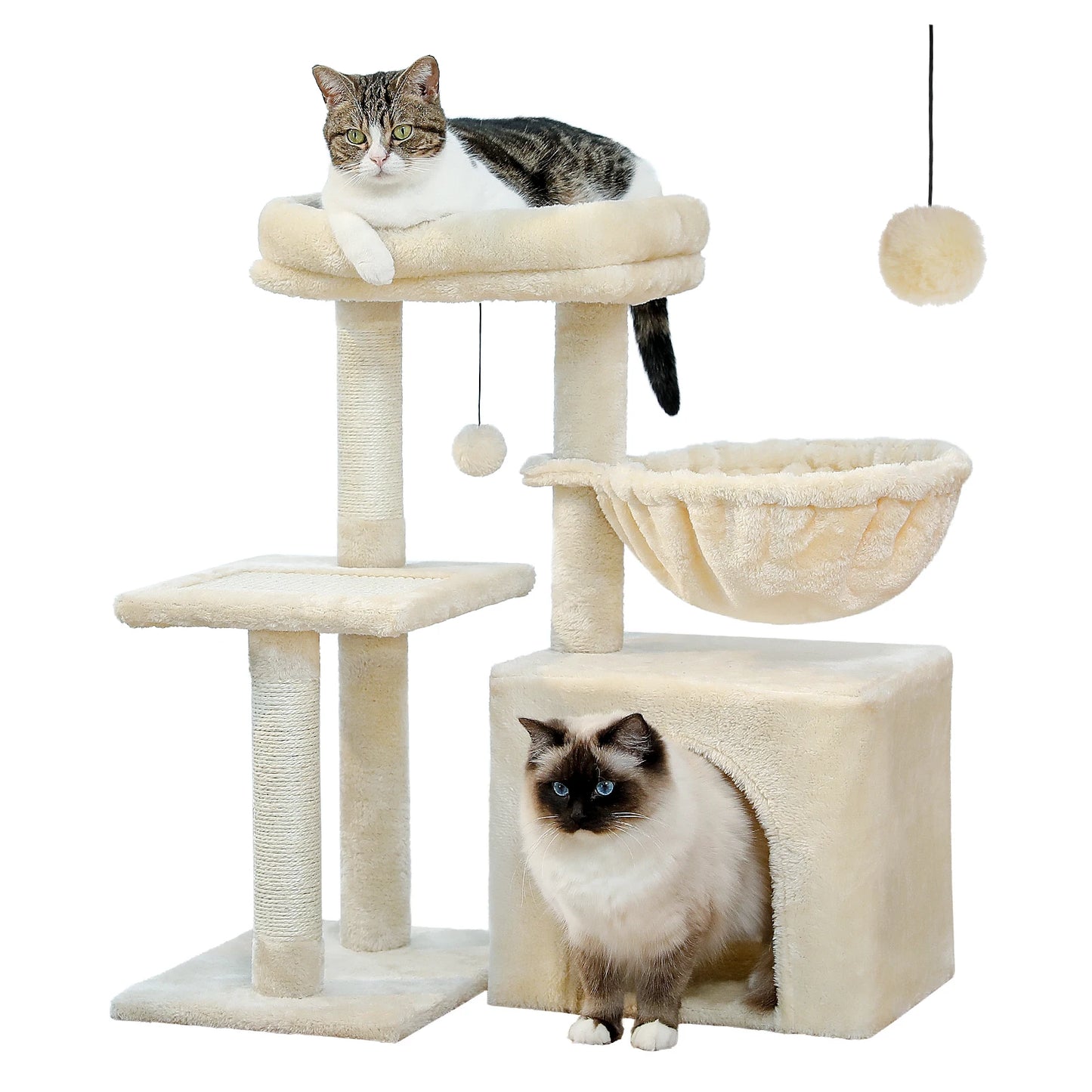 Cat Tree Cat Tower for Indoor Cats with Scratching Posts Big Hammock and Removable Top Perch Grey