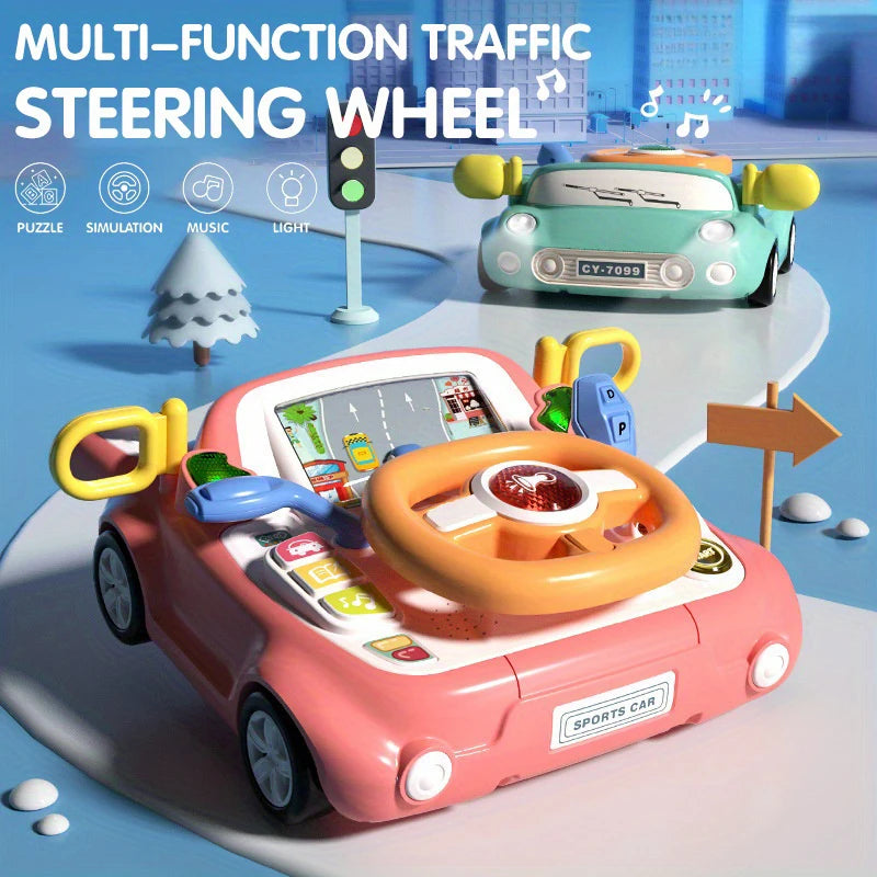 Baby Toy Electric Simulate Driving Car Steering Wheel Early Educational Toy for 0 to 36 Months Toddler Gift