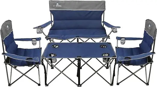 Set of 3 Camping Chairs Folding 500Lb Cup Holder Carry Bag