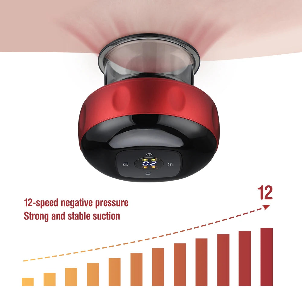 Smart Electric Vacuum Cupping Device Body Scraping Massager Heating Suction Cup Physical Fatigue Relief Health Care