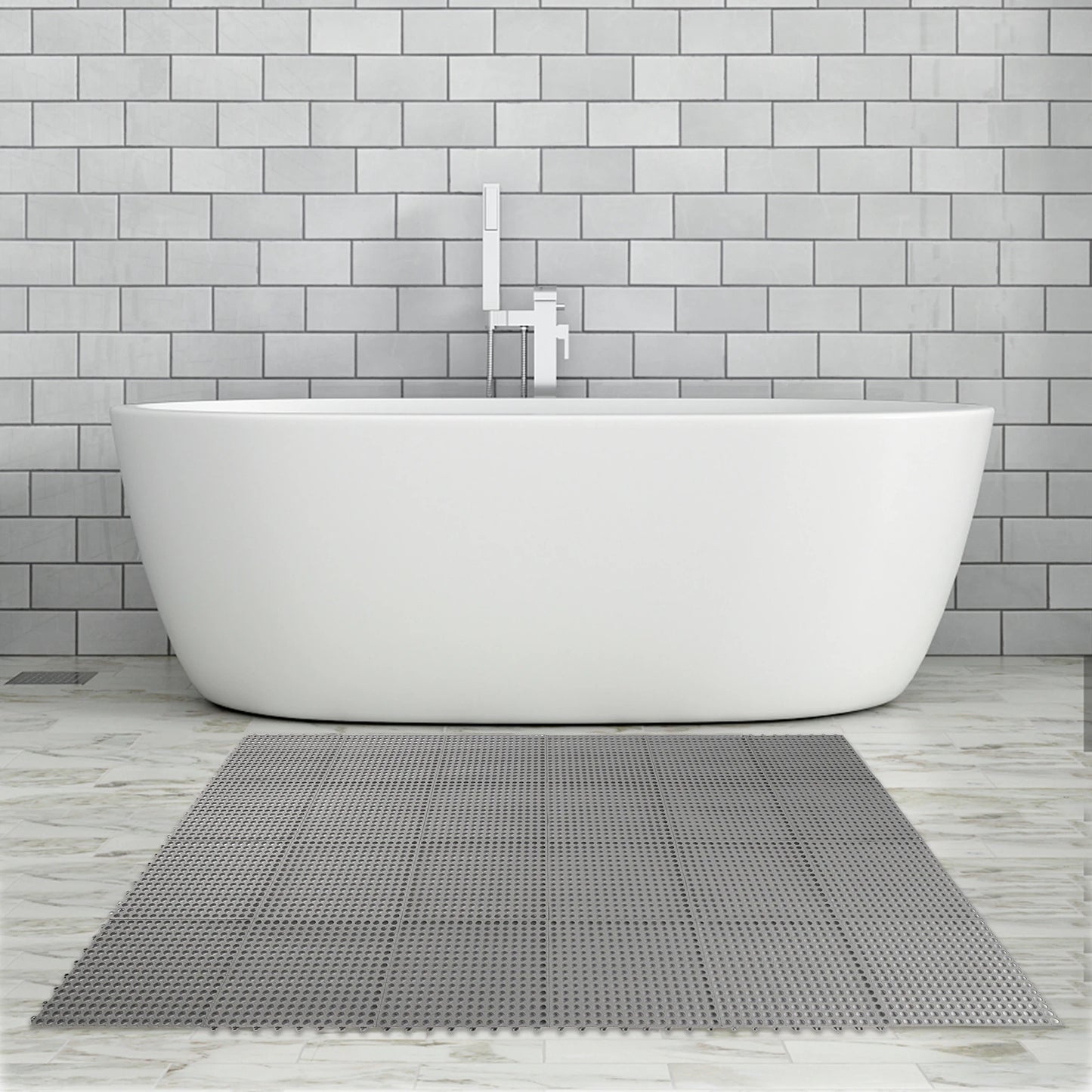 24 Pack Interlocking Bathtub Mat 11.8 Inch x 11.8 Inch Soft PVC Non Slip Tile Splicing Waterproof Bath Shower Floor Mat