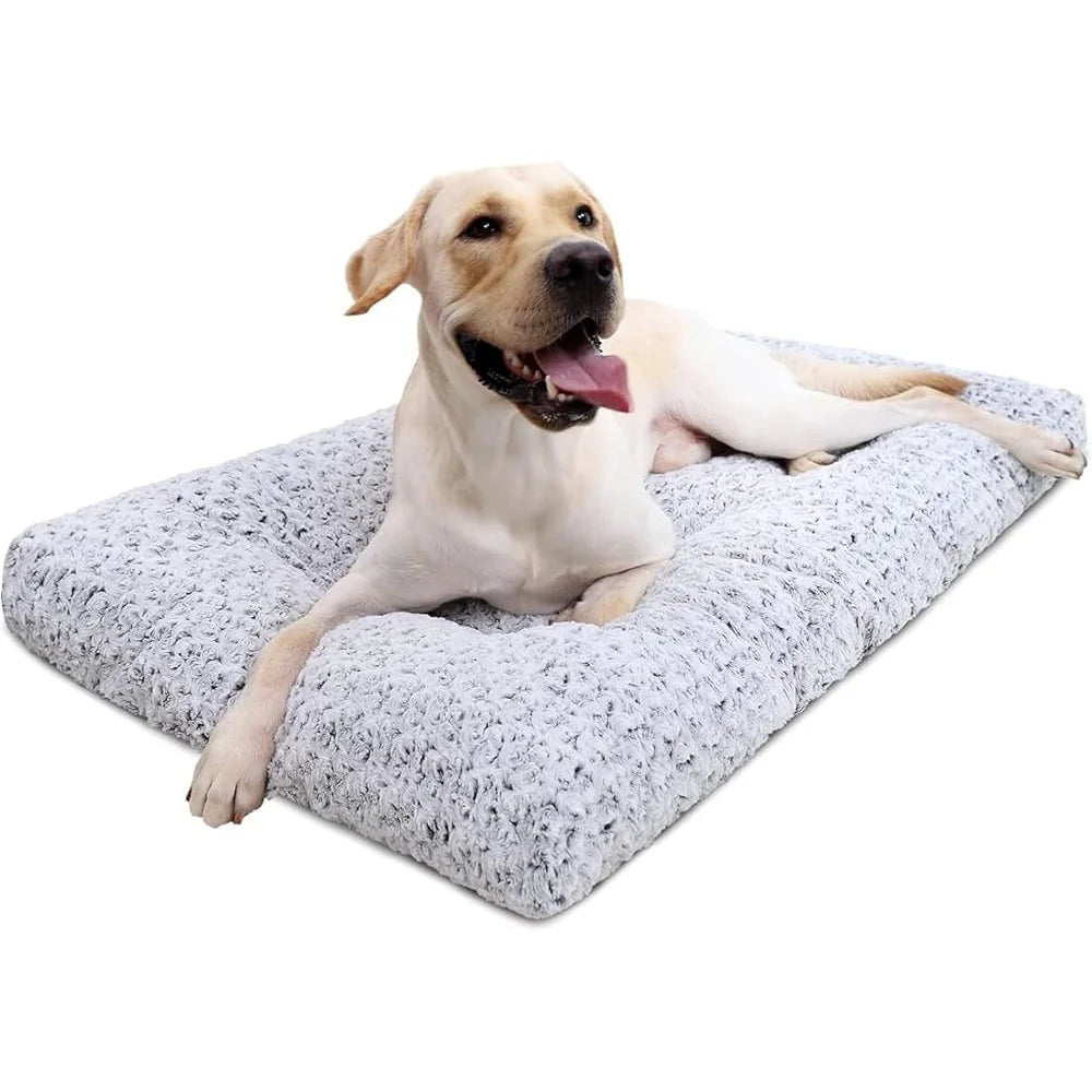 Washable Dog Bed Plush Anti Slip Crate Pad Travel Mat 35 In