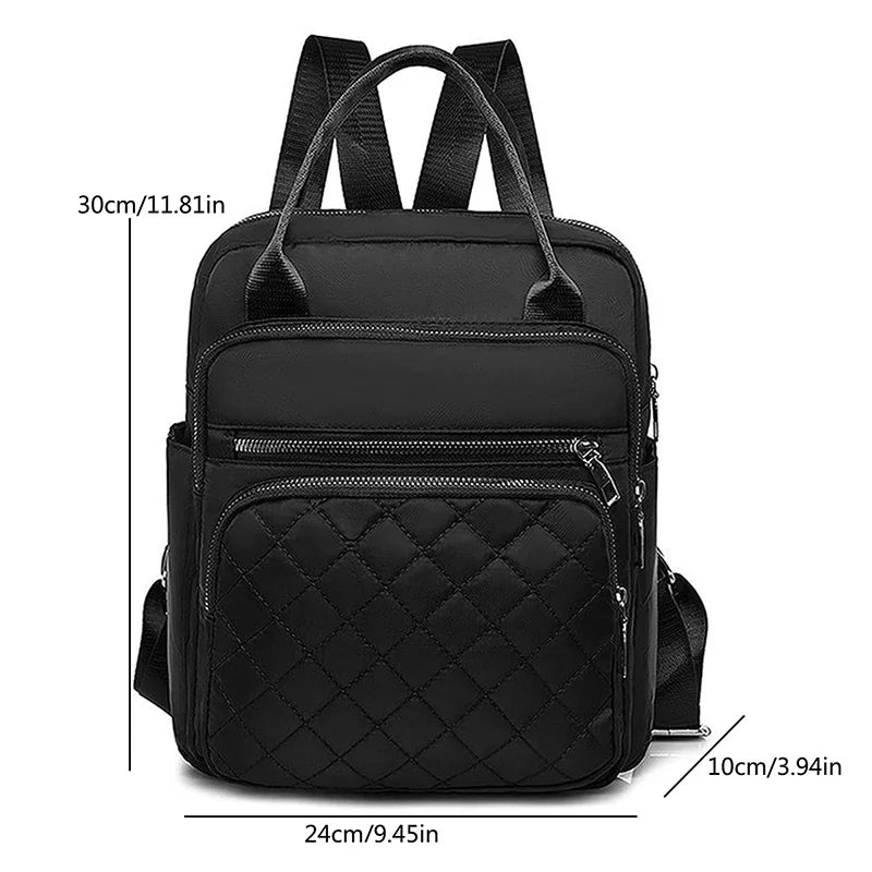 Women's Black Waterproof Travel Backpack Large Capacity