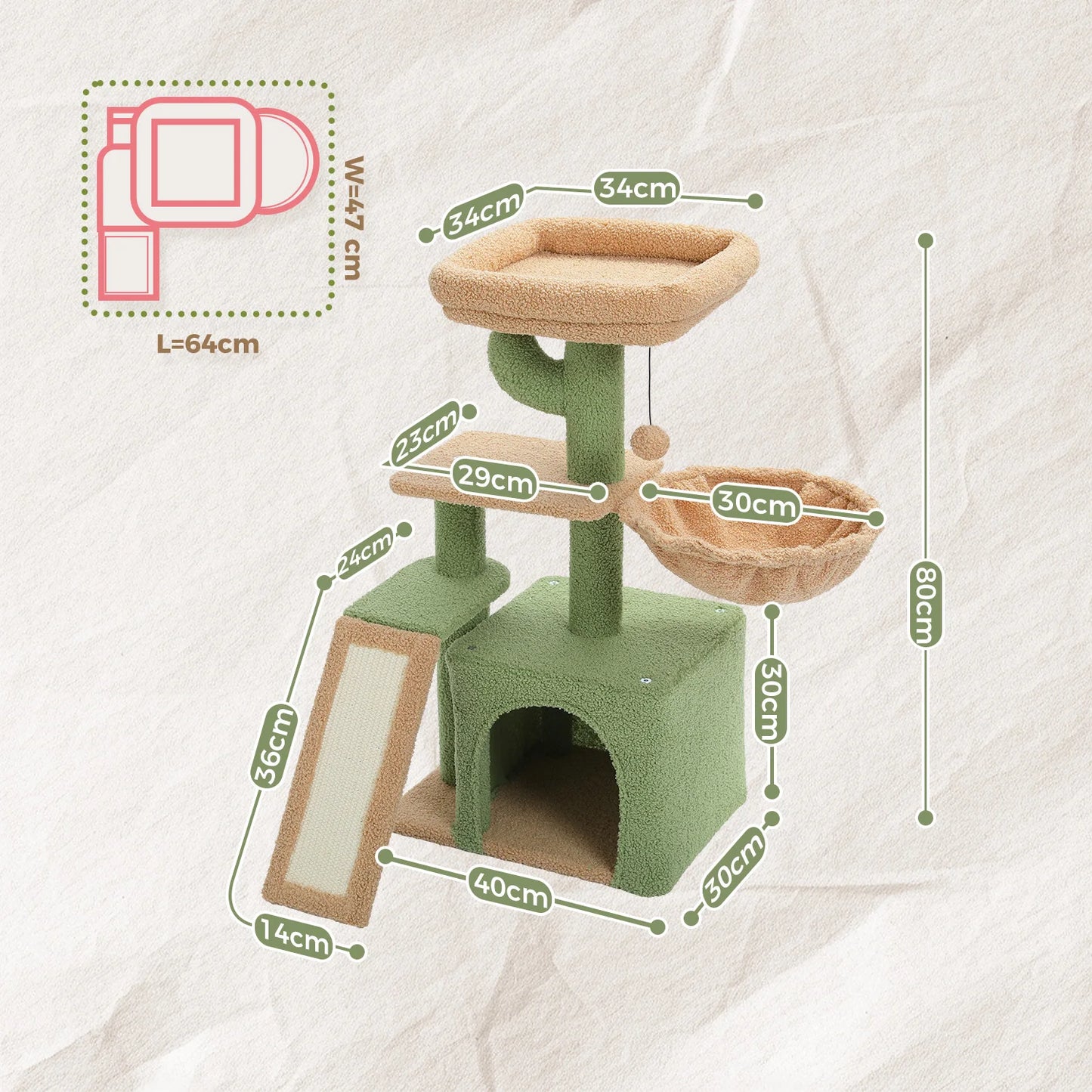 Cat Tree Cat Tower for Indoor Cats with Scratching Posts Big Hammock and Removable Top Perch Grey