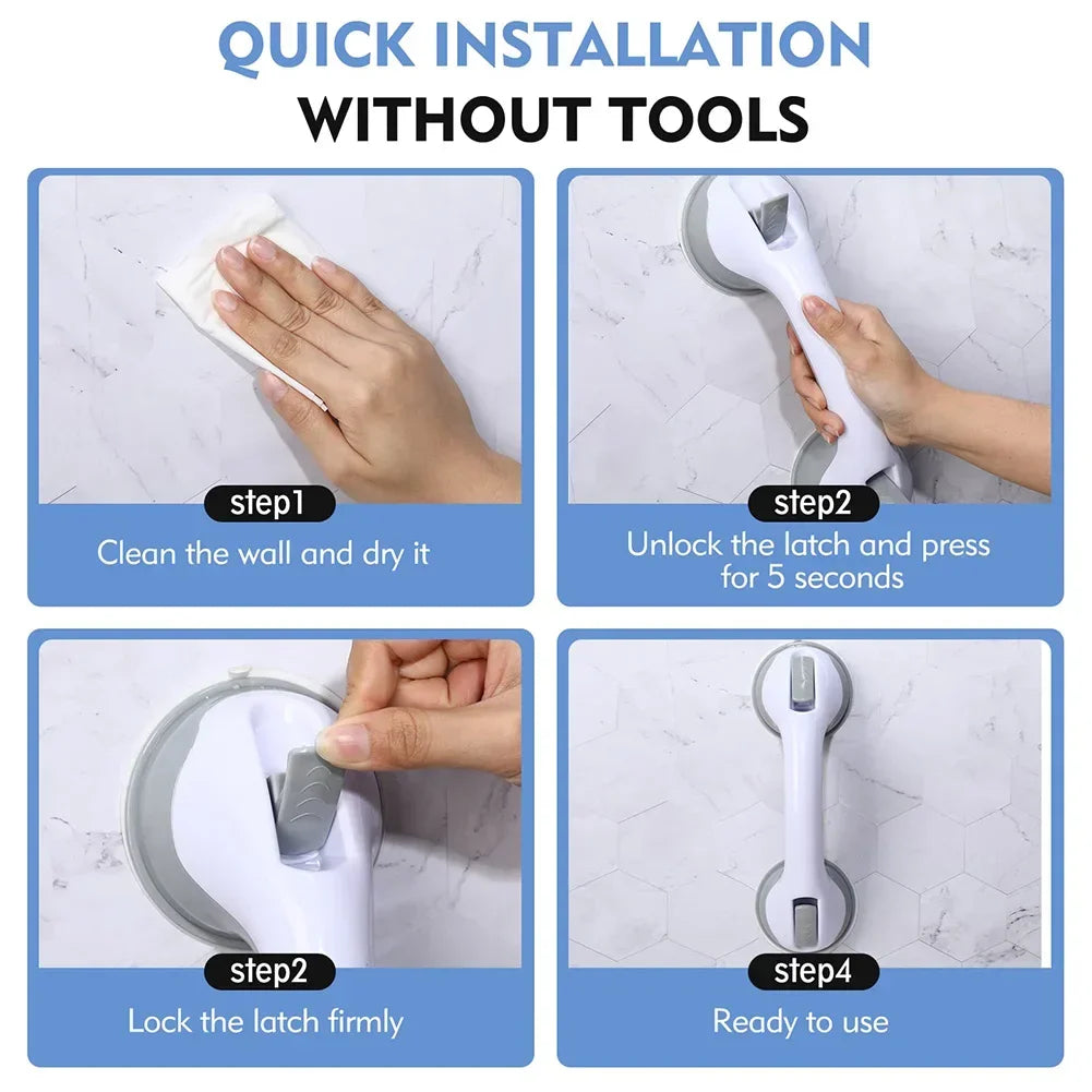 2 Pack 12 Inch Grab Bars for Bathtubs Shower Strong Suction Cup Bathroom Safety Handle for Elderly Seniors Handicap