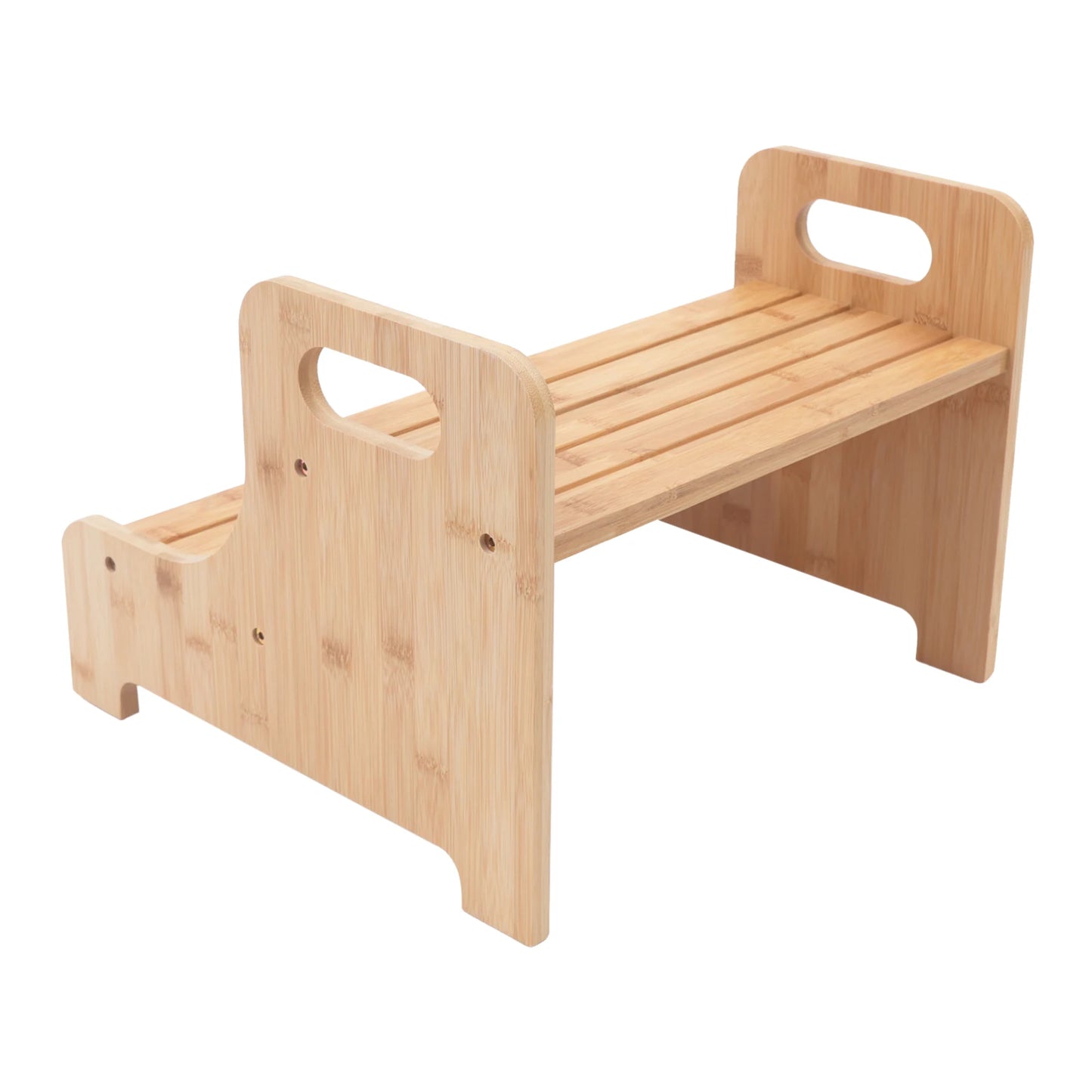 2 Tier Small Step Stool for Elderly and Child Portable Wooden Stepping Stool with Non Skid Foot Pads for Kitchen and Bathroom