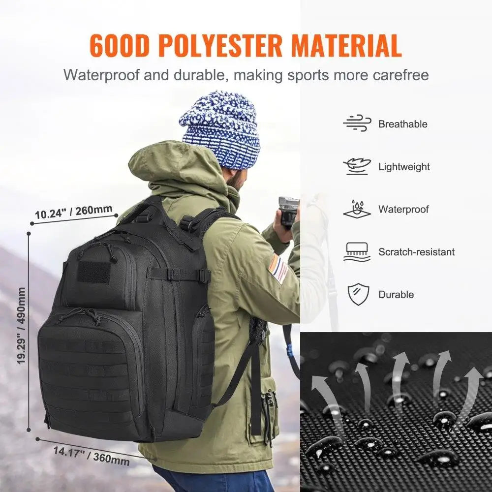 Vevor Tactical Rucksack 40L Molle Compatible Sponge Padding Assault Pack Outdoor Camping Trekking EDC Backpack Black