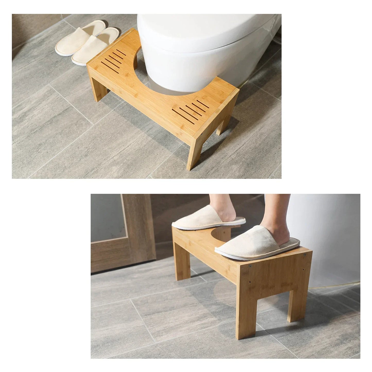 Bymaocar Bamboo Height Adjustable Toilet Stool For Adults