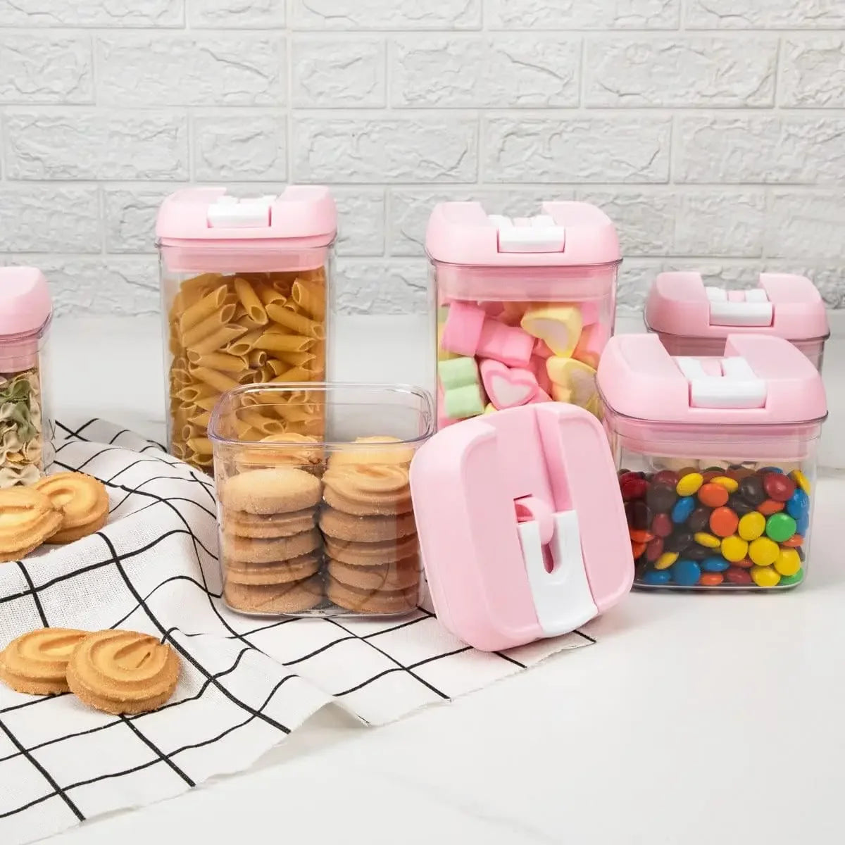 Airtight 10 Piece BPA Free Clear Storage Containers Pink