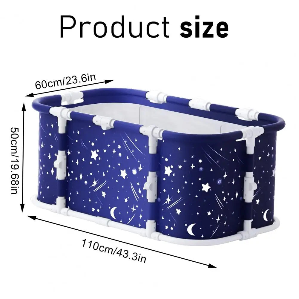 Foldable Bathtub Starry Blue Pattern Extended Design Soaking Bath Tub With Double Drain Holes Oxford Cloth Ice Bath Tub