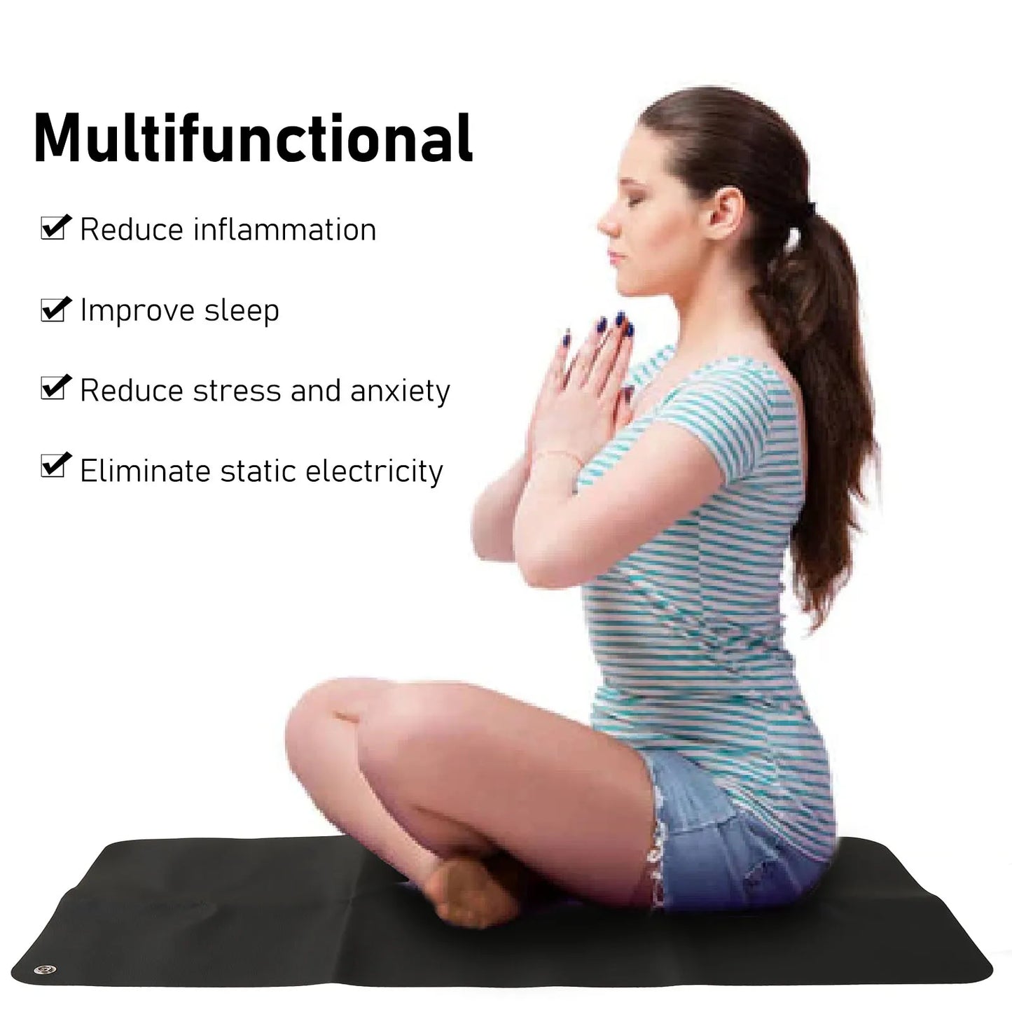 Grounding Mat Large Black Earthing Pad For Elderly Foot Therapy Relieving Anxiety Sleep Mat