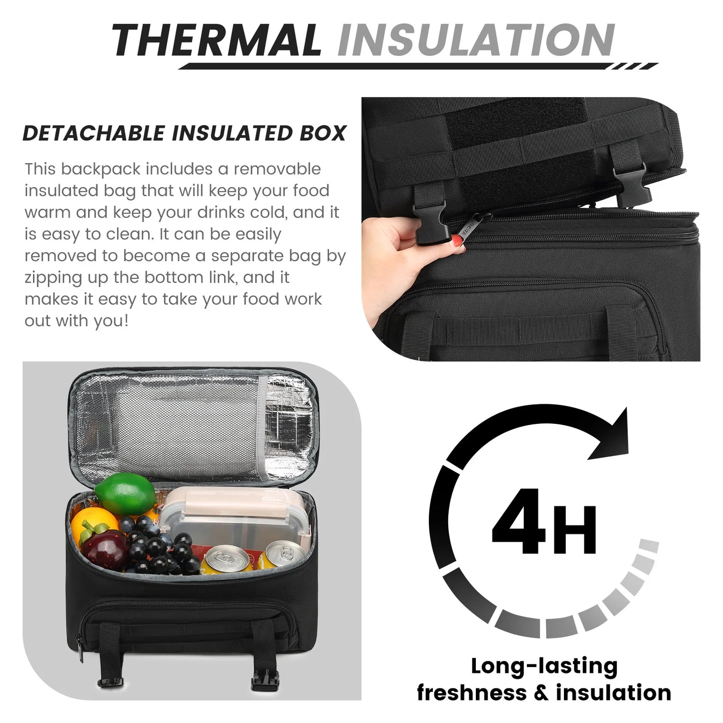 Insulated Backpack Lunch Bag Cooler Waterproof Outdoor Backpack 15.6 Inch Laptop Compartment Travel Bag