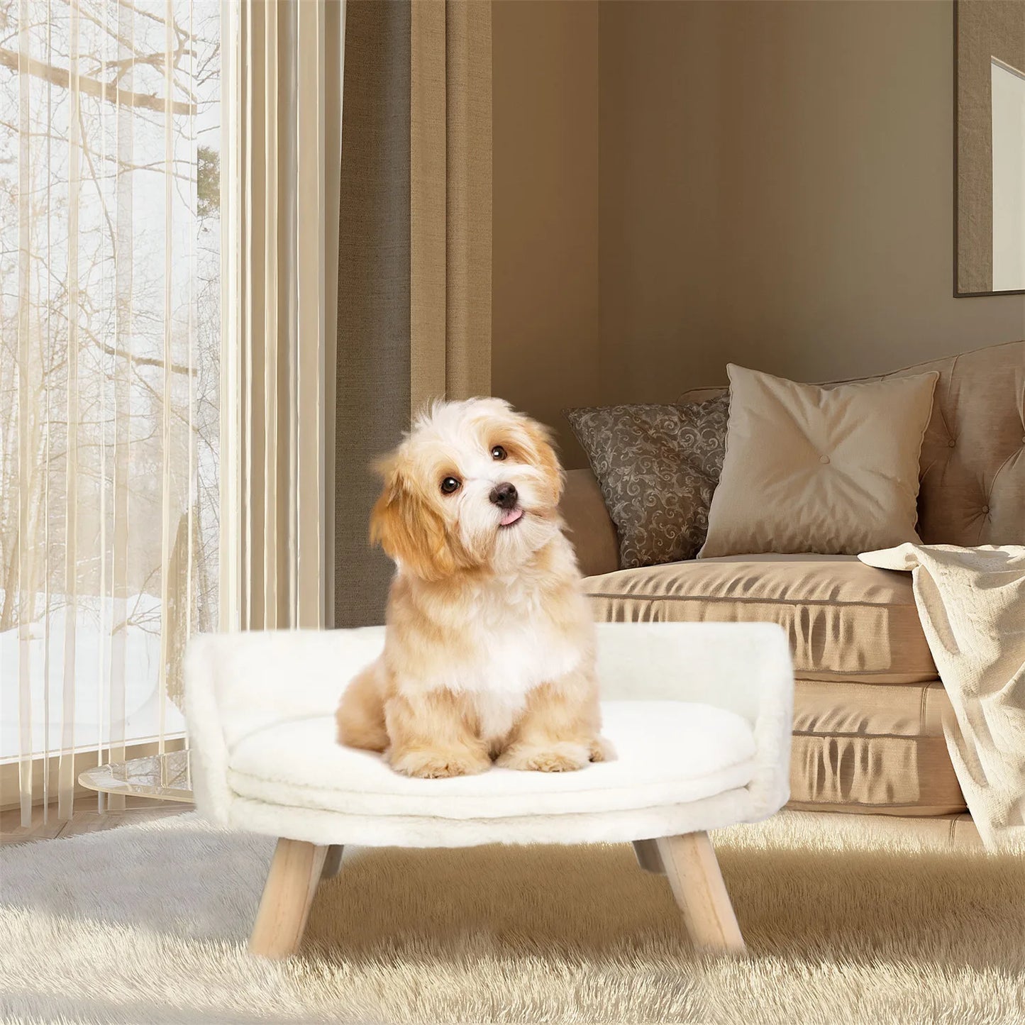 Raised Pet Sofa Bed For Cats And Small Dogs With Cushion