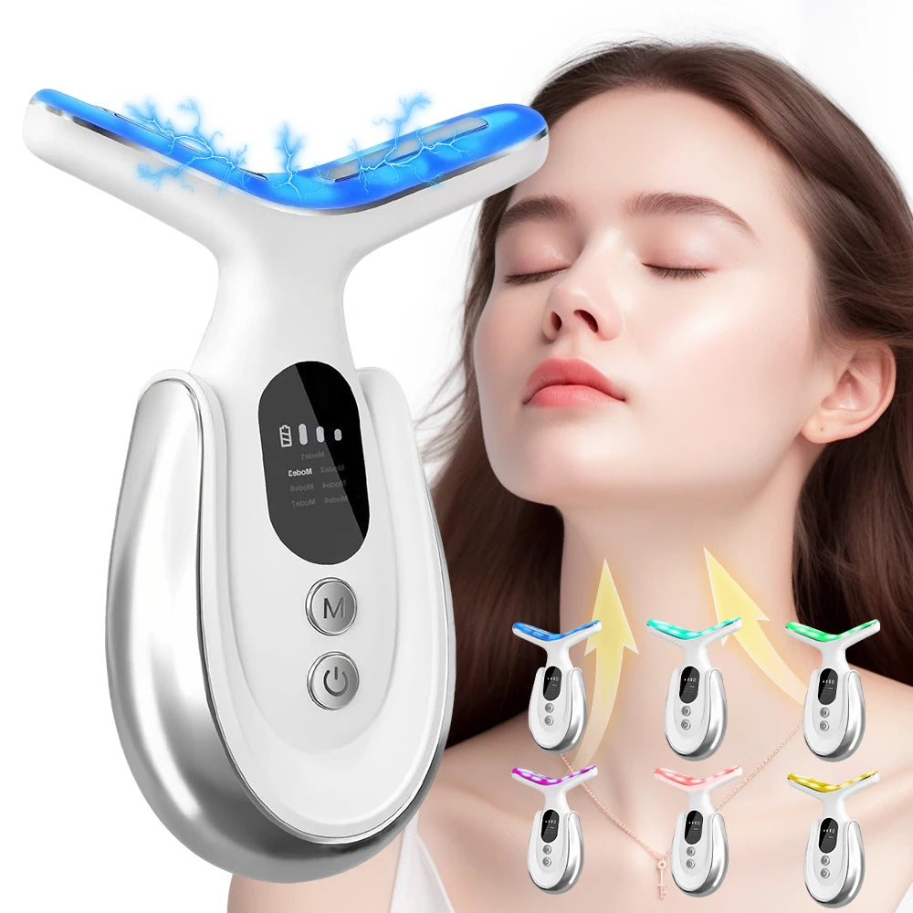 Facial And Neck Massage USB Rechargeable Neck Wrinkle Removal Beauty Apparatus With 3 Gears And 7 Modes Skin Lifting Tool