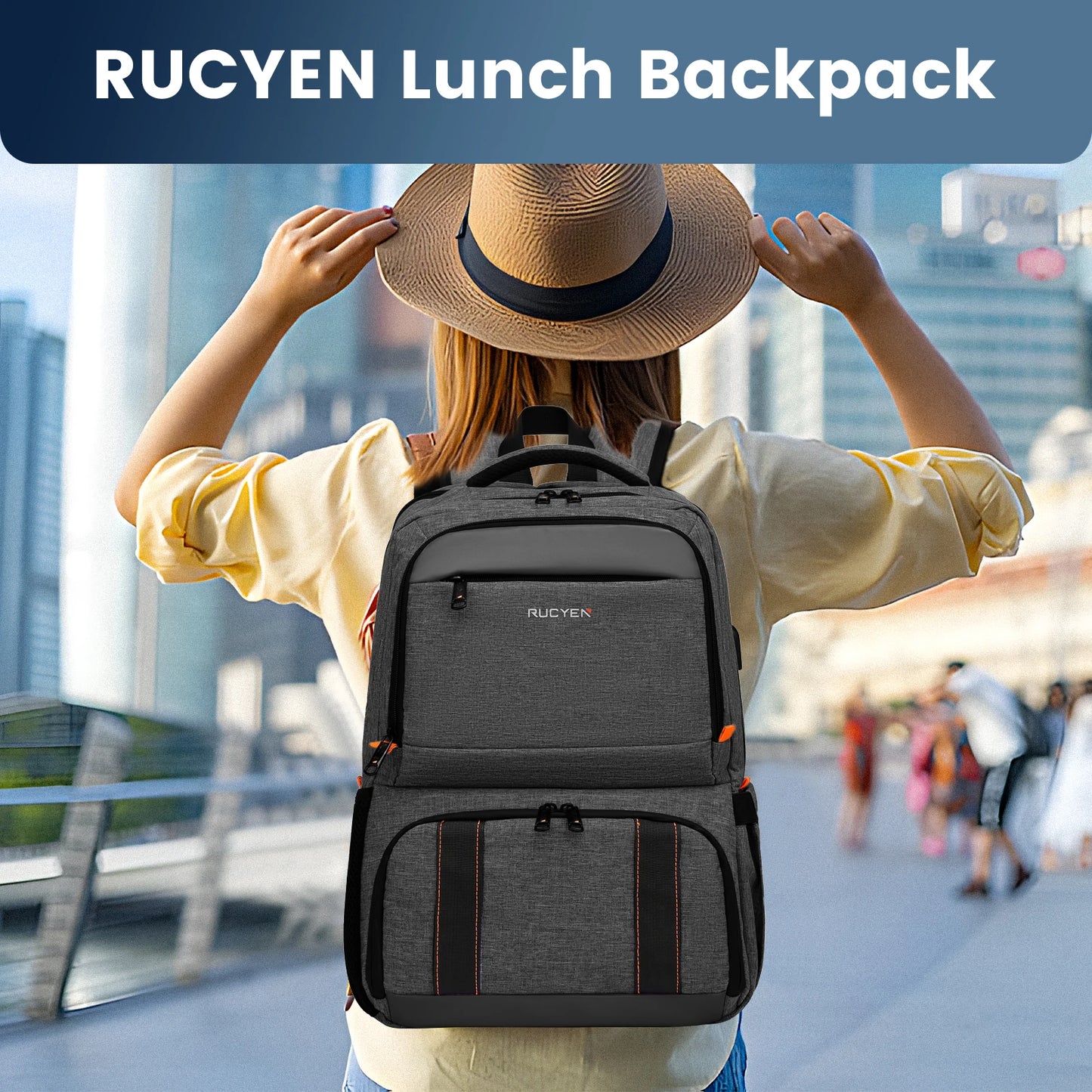 Lunch Backpack Insulated Cooler Picnic Bag Multifunctional Travel Bag Large Capacity Outdoor Camping Waterproof Backpack