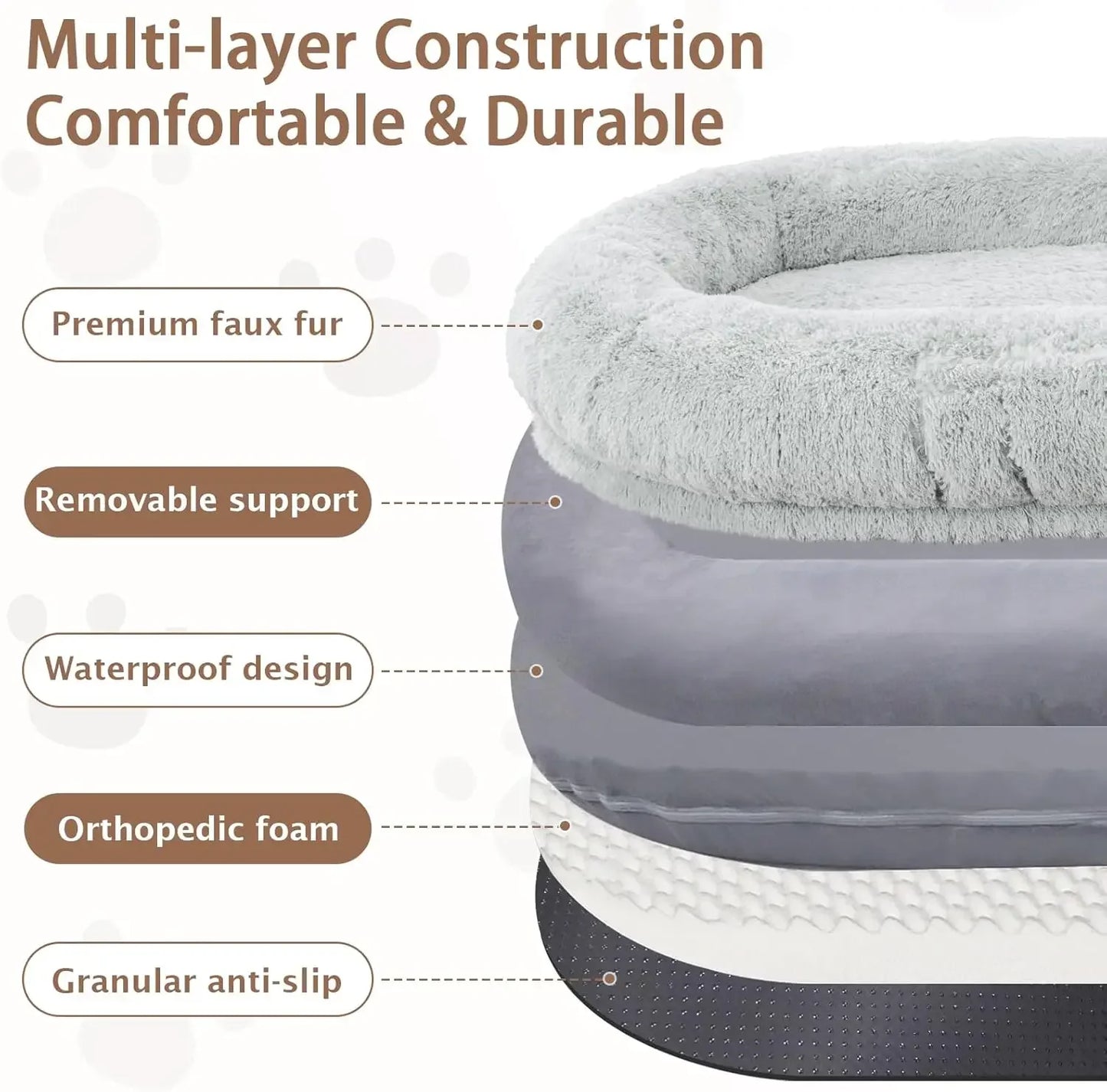 Human Dog Bed 71 Inch x 45 Inch x 12 Inch Size Washable Giant People Dog Bed 10 CM Thick Memory Foam Large Oversize Dog Bed with Plump Pillow