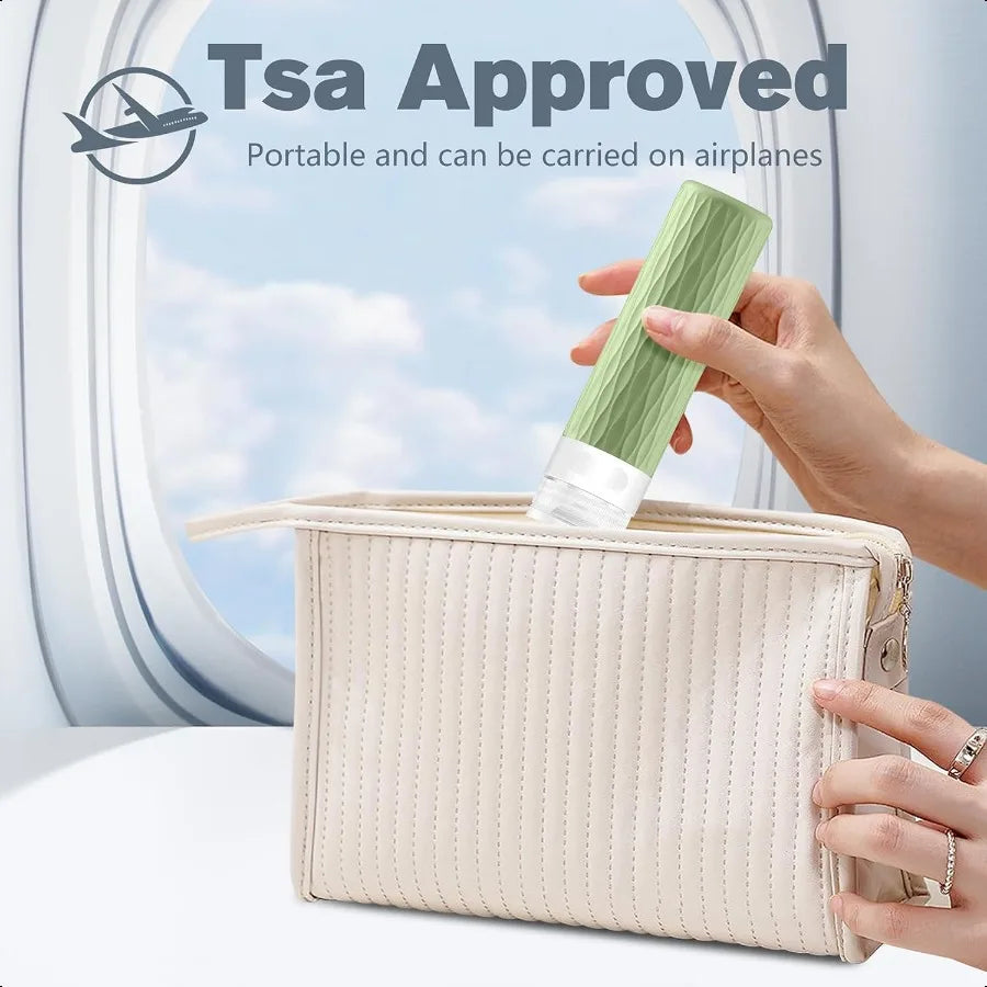 Travel Bottles for Toiletries TSA Approved 3.4oz Silicone Containers BPA Free Leak Proof Refillable Travel Size Bottles
