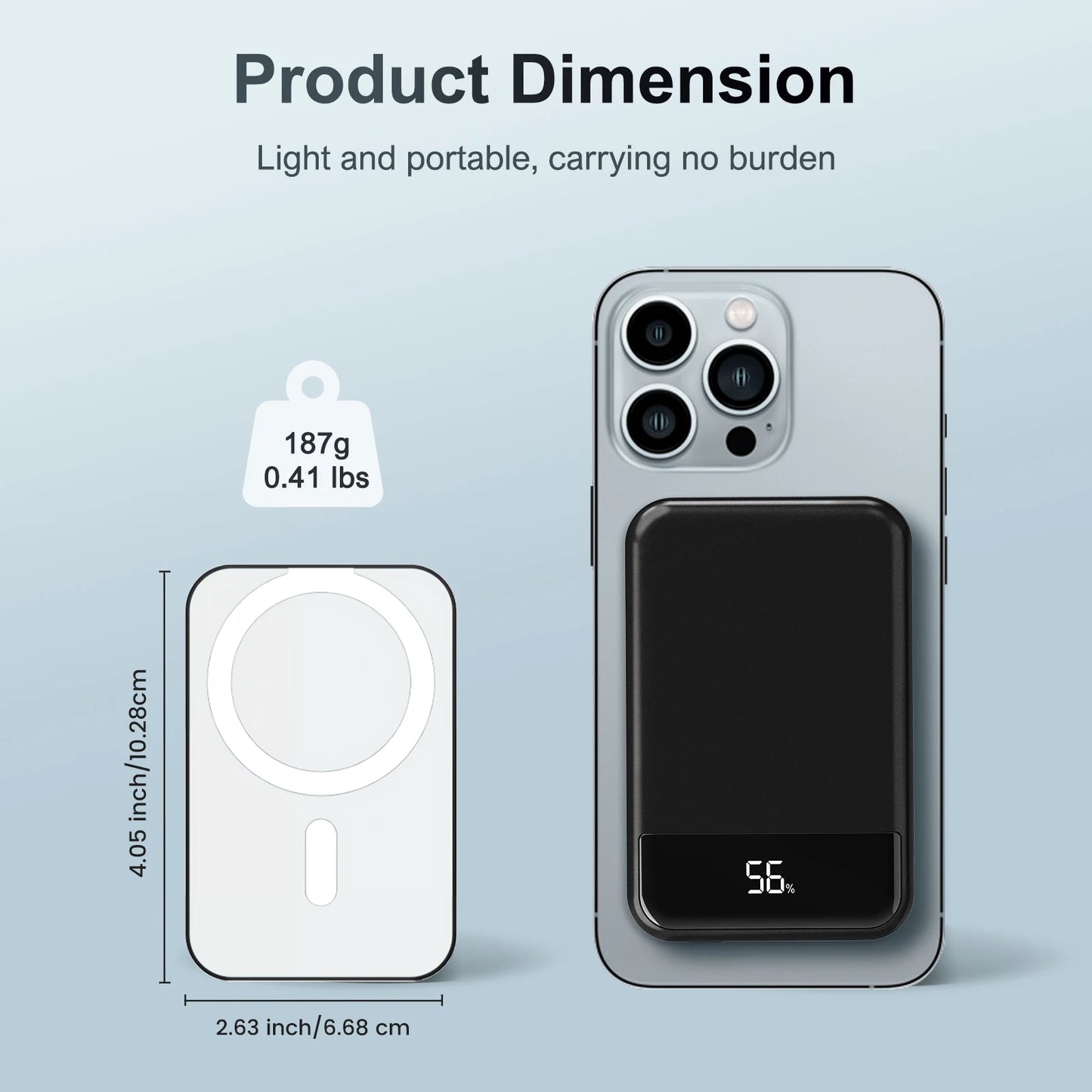 Magnetic Wireless Portable Charger Power Bank 10000mAh PD20W Built In LED Display for iPhone 16 15 14 13 12 Pro Mini Pro Max