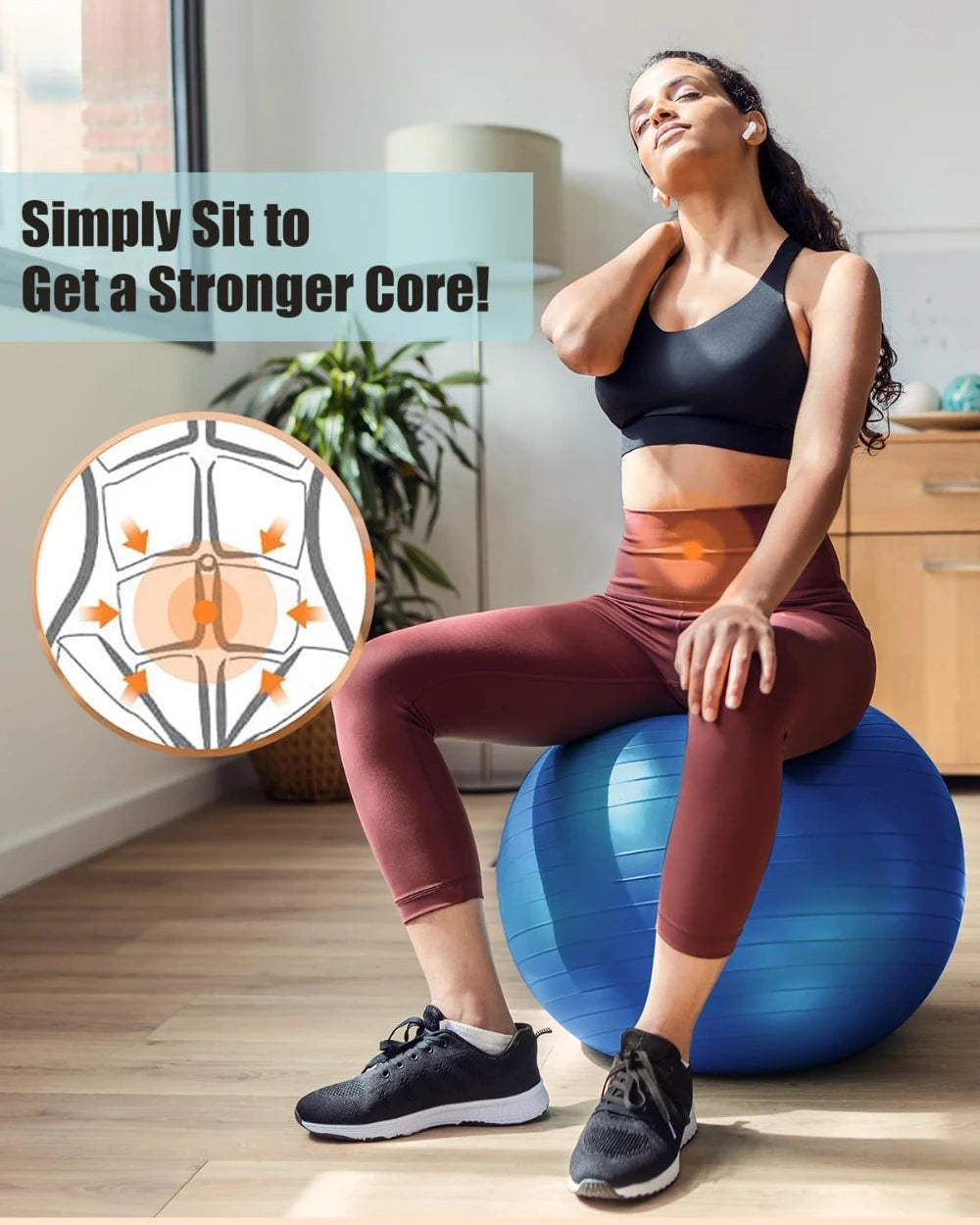 Yoga Ball Workout Ball Explosion Proof Anti Slip Stability Ball Swiss Ball Physiotherapy Balance Ball Chair