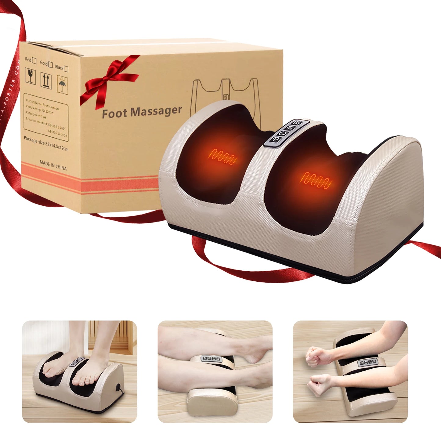Foot Massage Machine Electric Heating Foot Kneading Leg Massager Home Relaxation Gift for Christmas and Valentine's Day