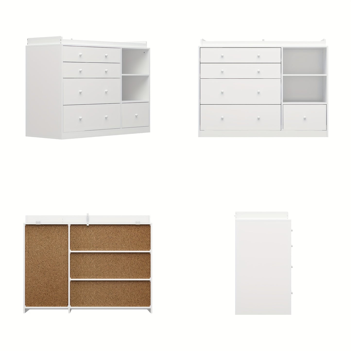 Modern White Dresser With Five Drawers Top Storage 27 Inch
