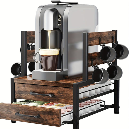 Coffee Capsule Storage Rack And Mug Holder Double Layer Stand