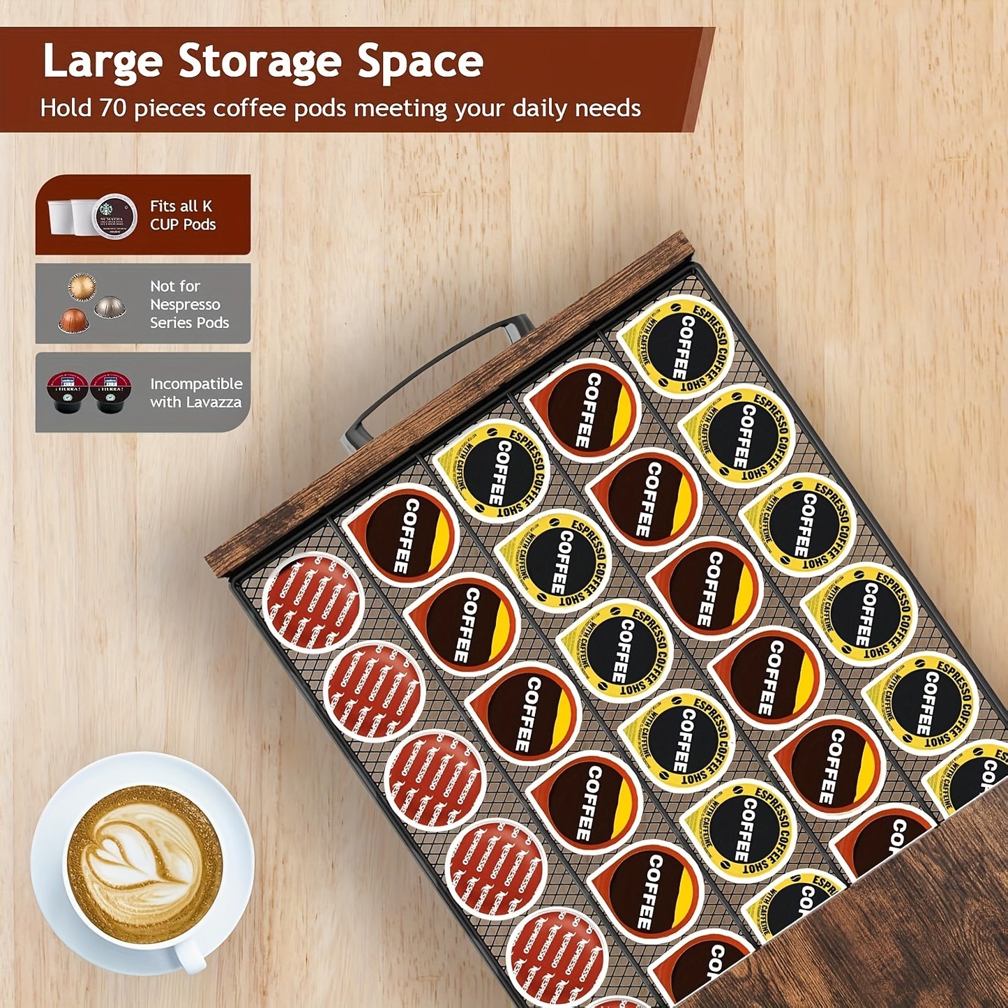 Coffee Capsule Storage Rack And Mug Holder Double Layer Stand