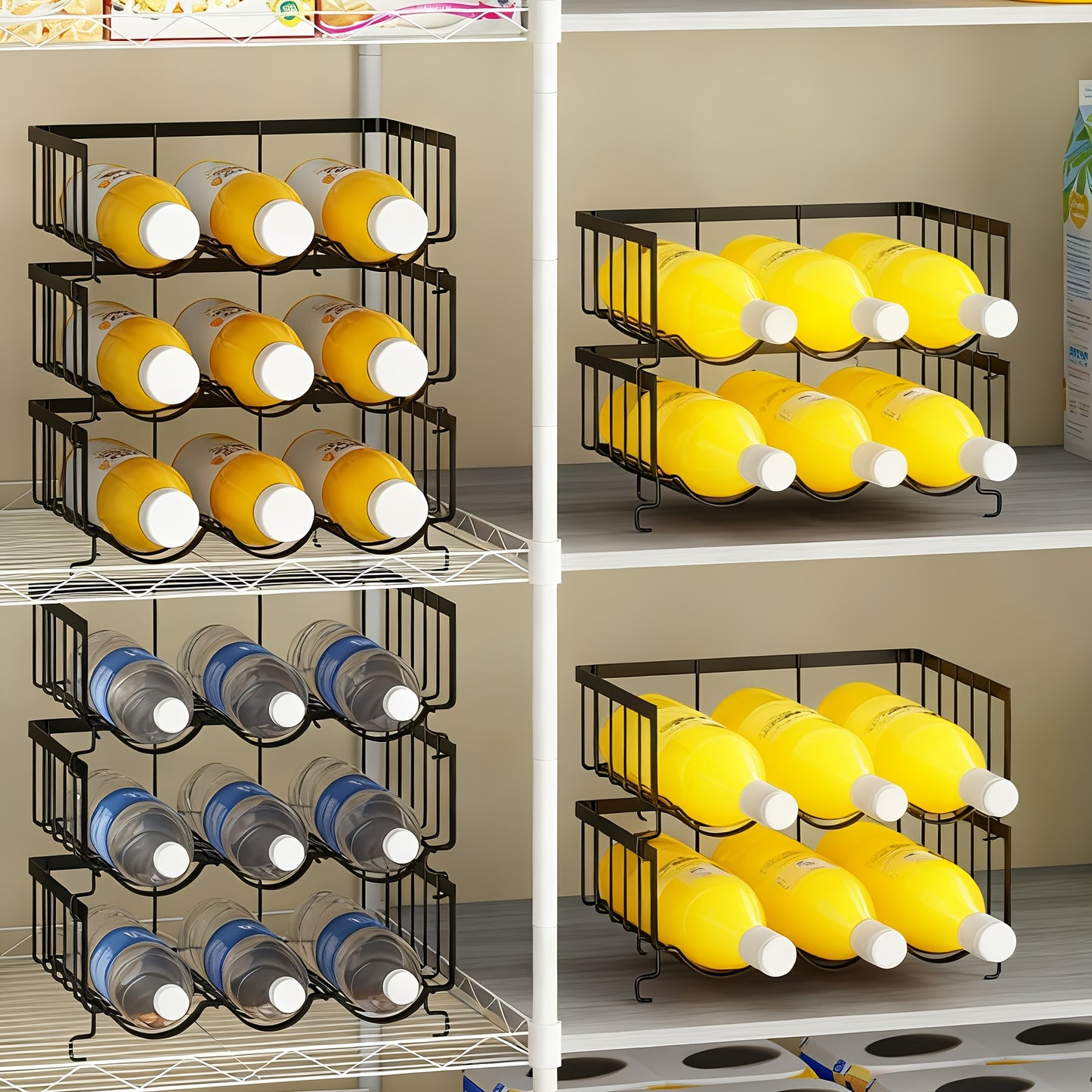 Stackable Water Bottle Rack Organizer For Cabinet And Fridge