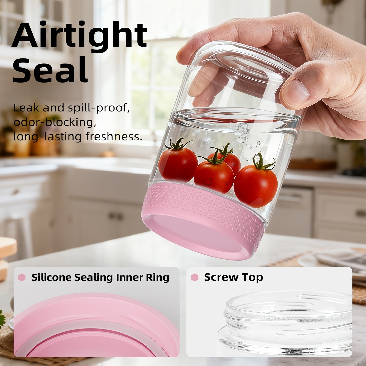 Grinkwell Glass Airtight Jars Set with Silicone Sleeves