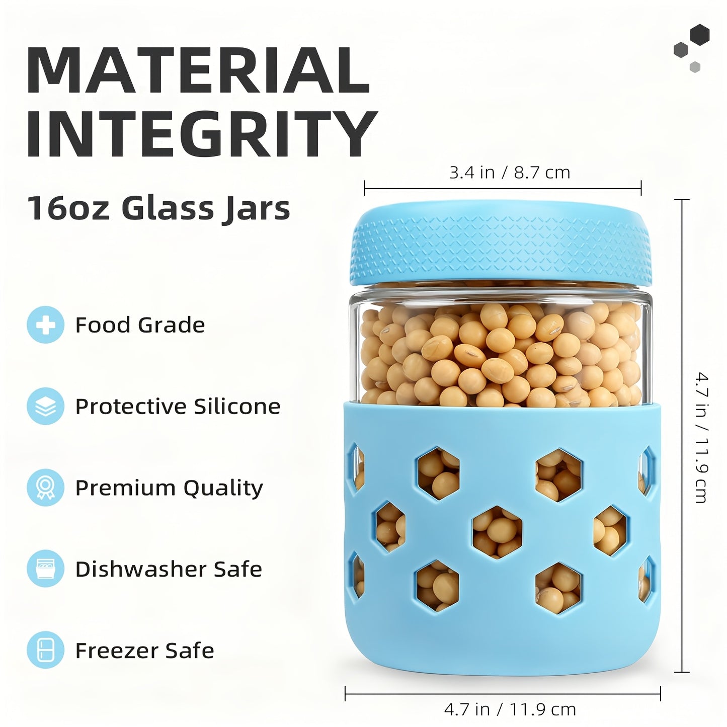 Grinkwell Glass Airtight Jars Set with Silicone Sleeves