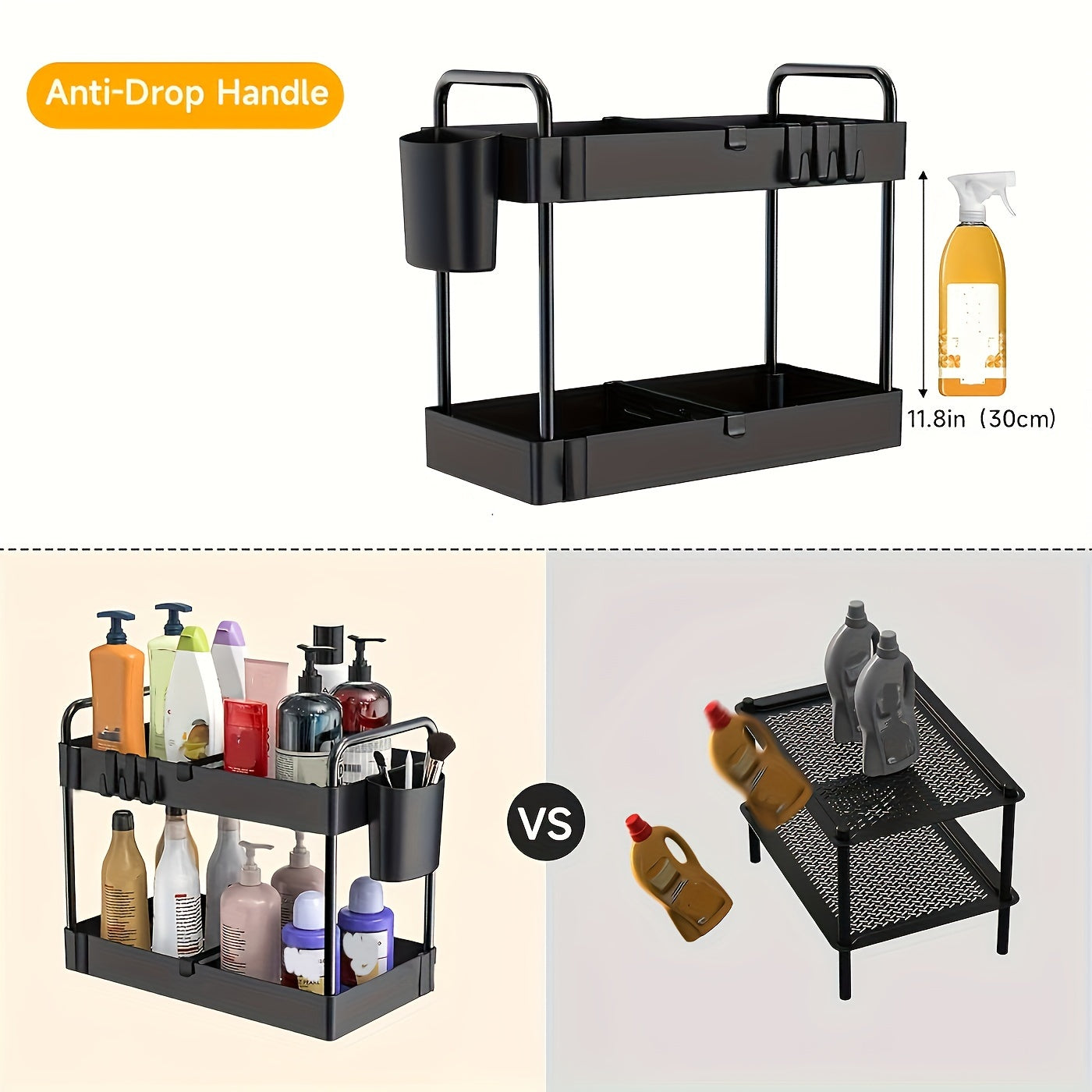 HIHEGD Under Sink Storage Organizers 2 Tier Cabinet