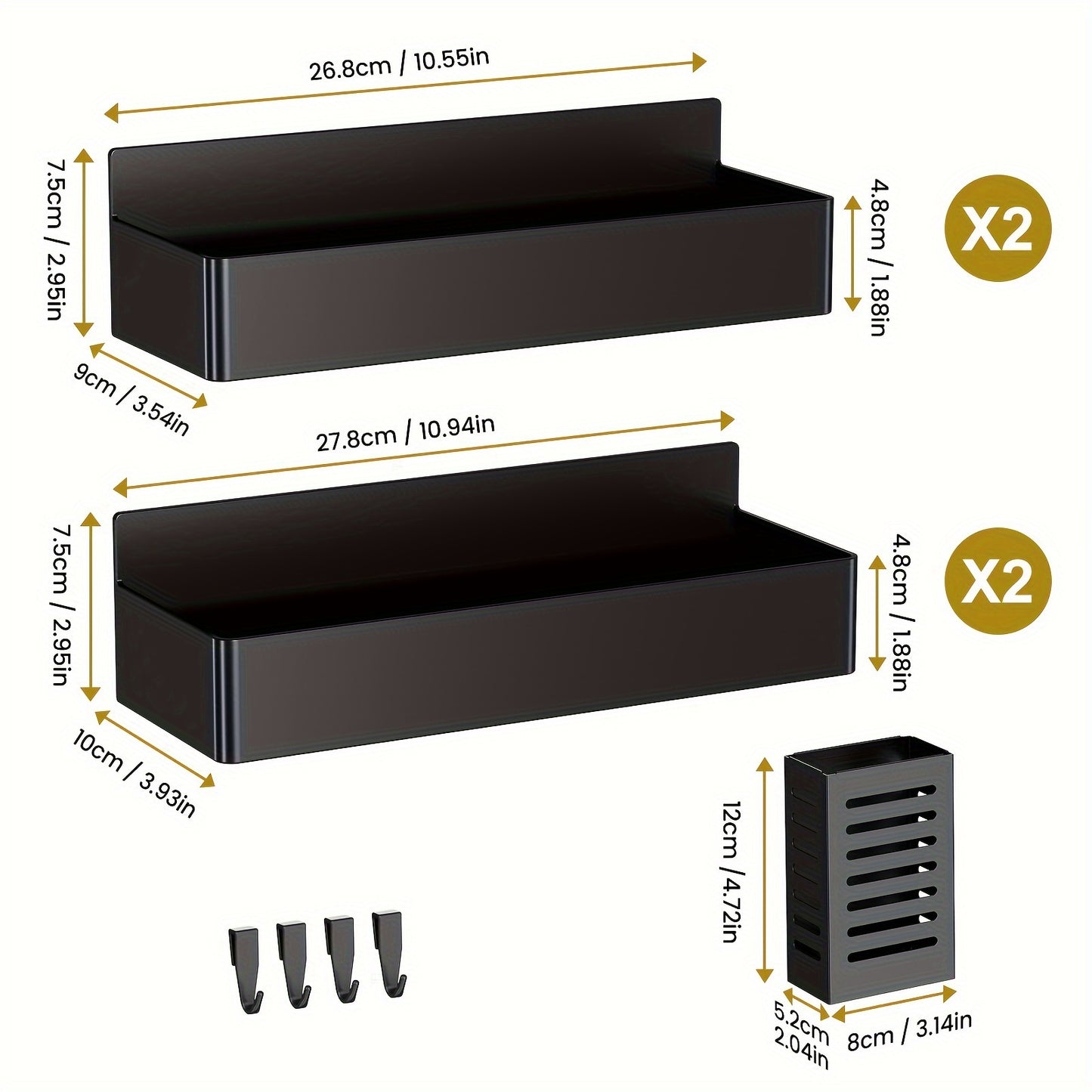 Magnetic Refrigerator Spice Organizer Set With Towel Holder And Hooks