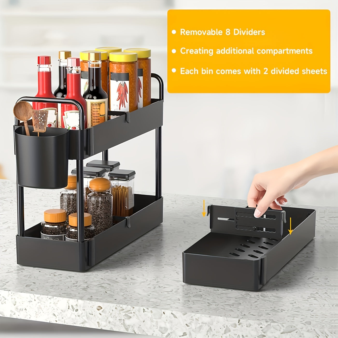 HIHEGD Under Sink Storage Organizers 2 Tier Cabinet