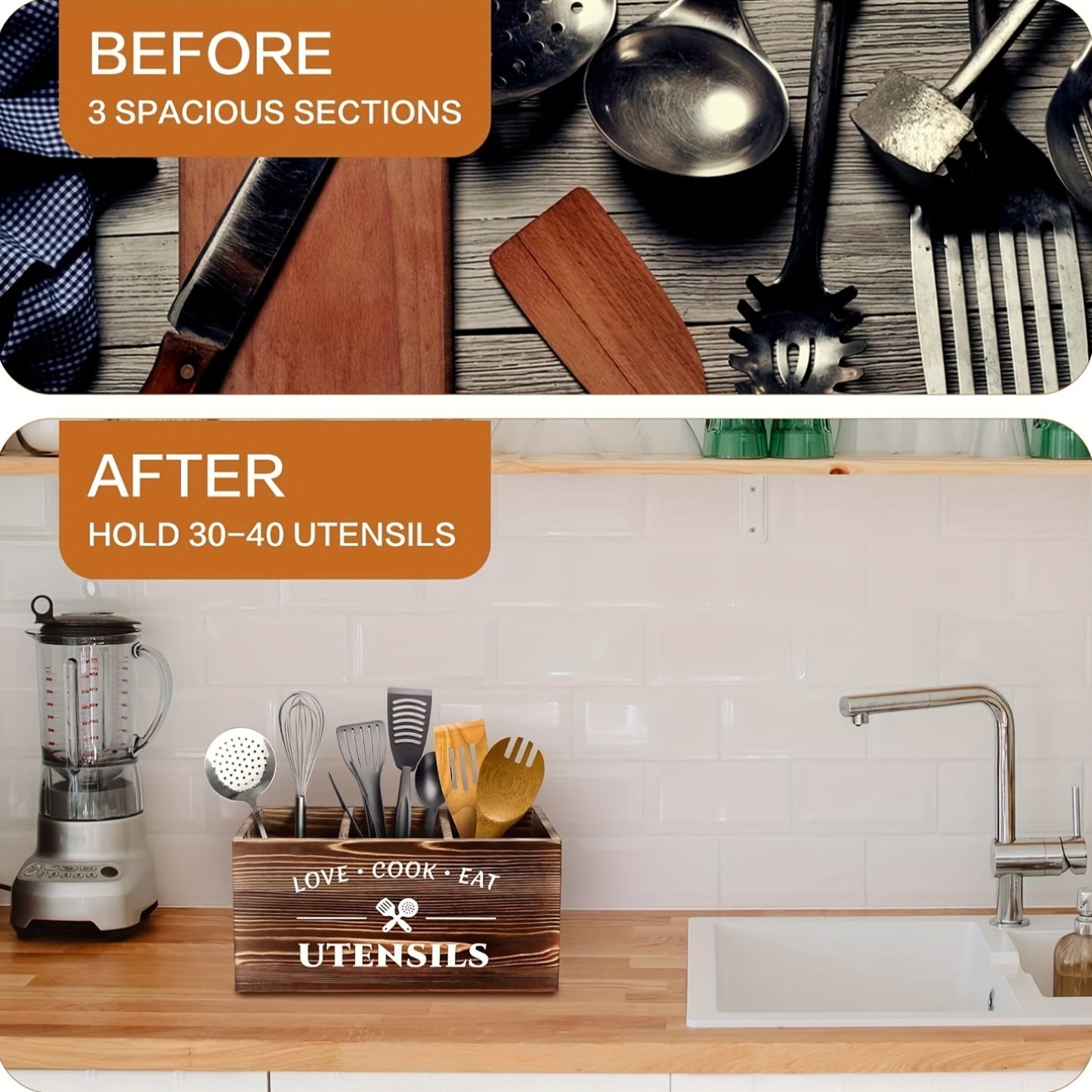 Banbers Desktop Tableware Storage Box Organizer for Kitchen and Desk