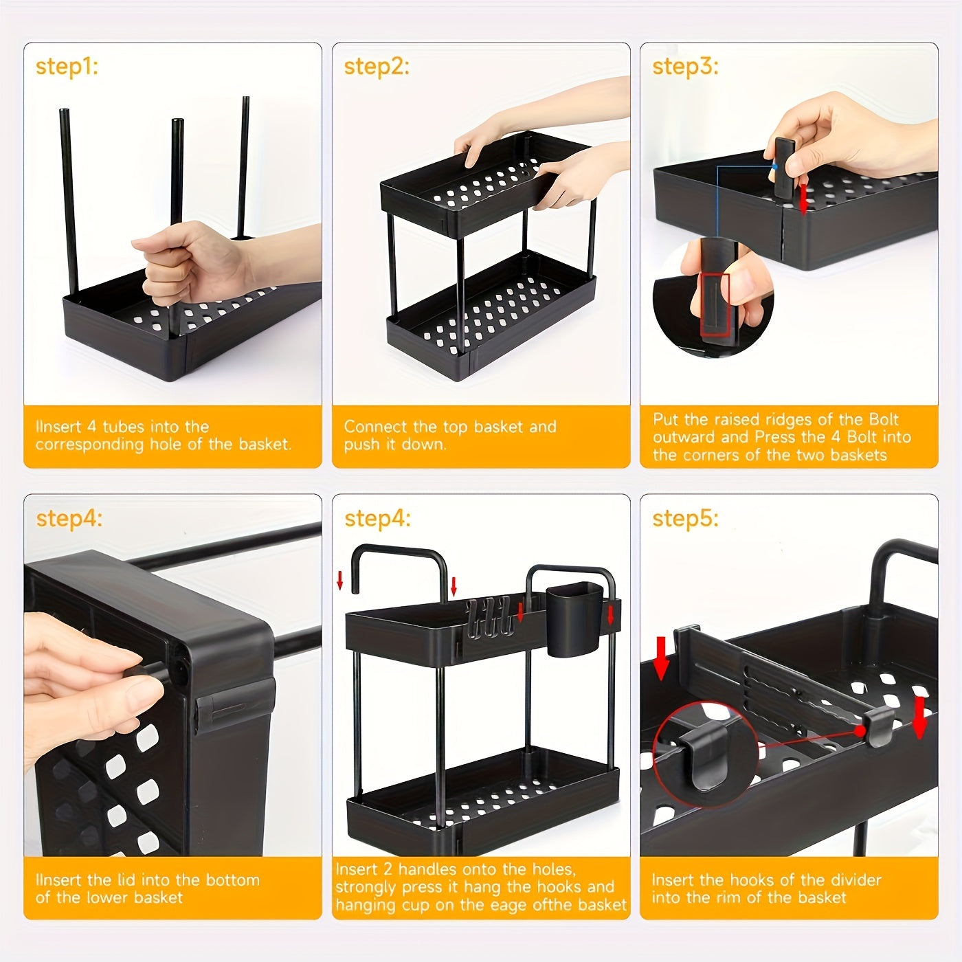 HIHEGD Under Sink Storage Organizers 2 Tier Cabinet