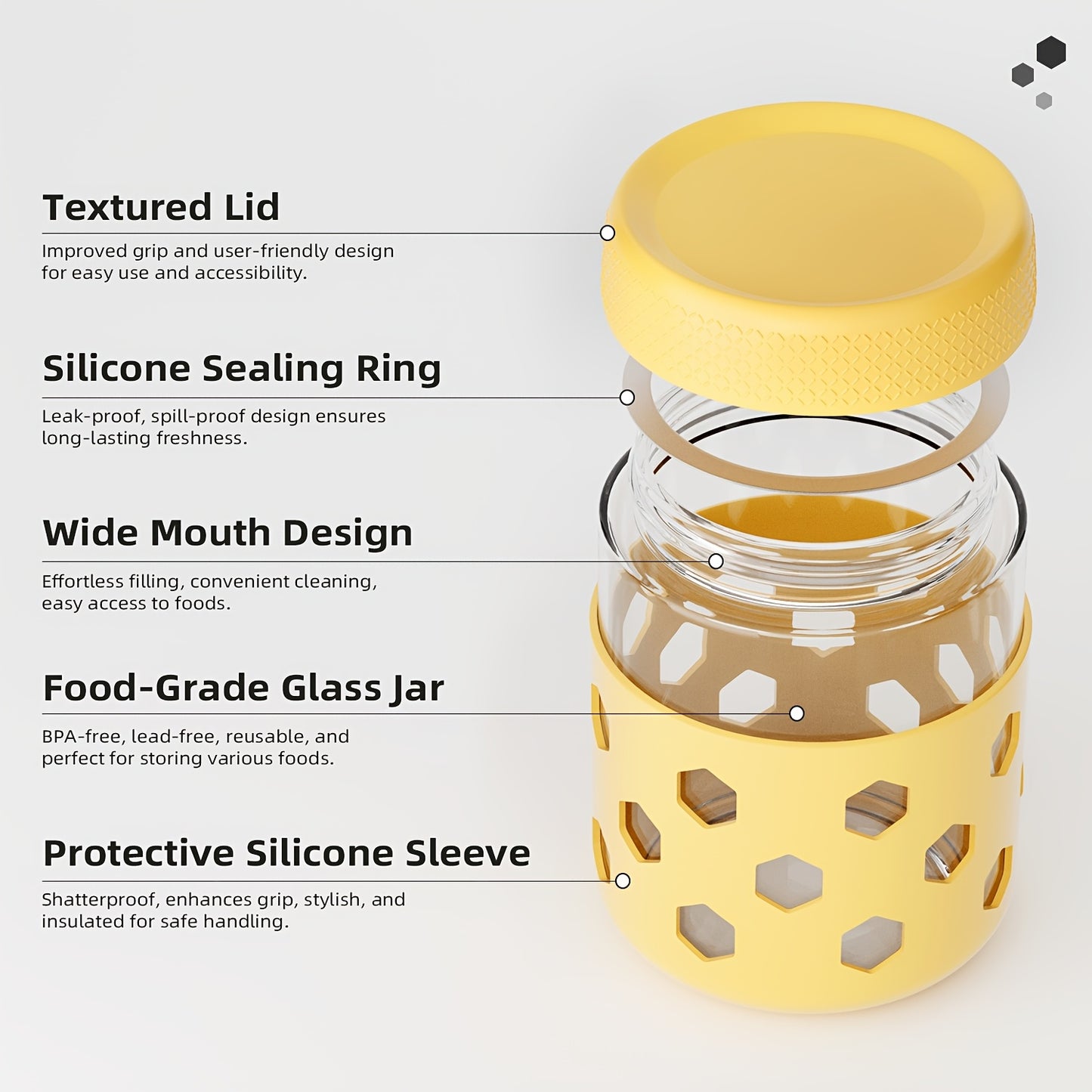 Grinkwell Glass Airtight Jars Set with Silicone Sleeves